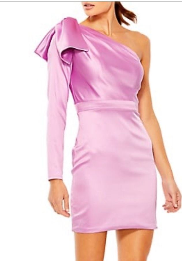 Mac Duggal Size 4 Prom Long Sleeve Satin Pink Cocktail Dress on Queenly