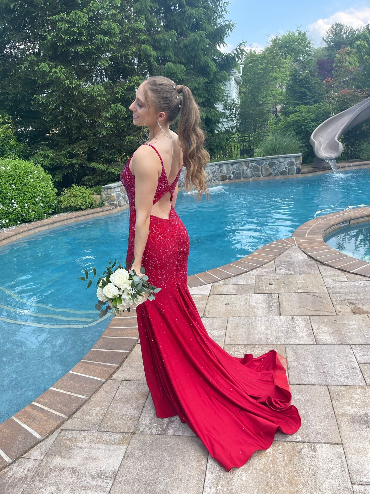 Amarra Size 2 Prom Red Mermaid Dress on Queenly