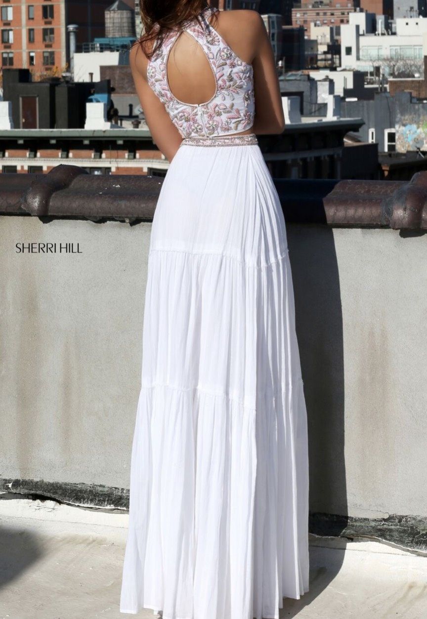 Sherri Hill Size 0 Prom White Floor Length Maxi on Queenly