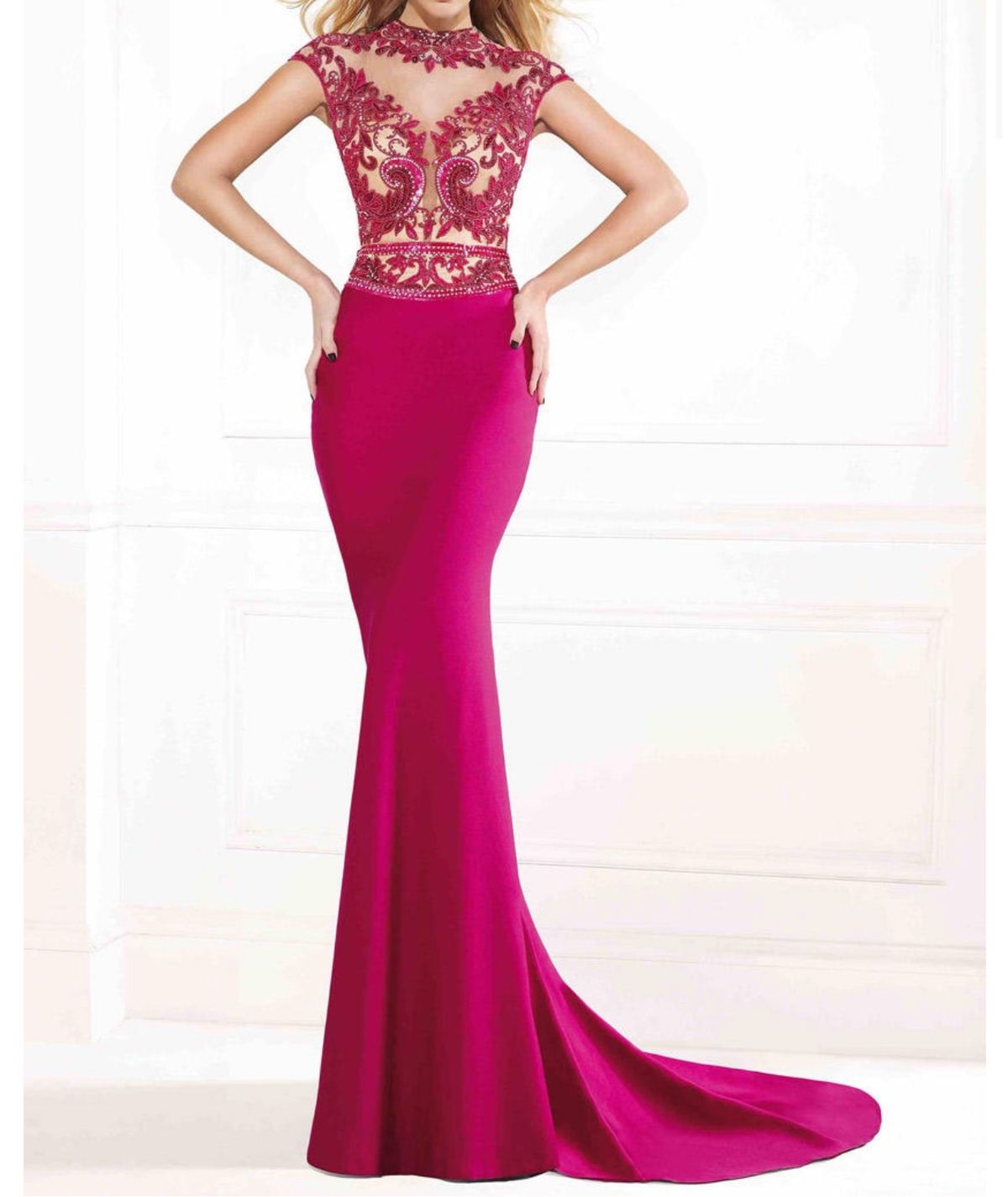 Tarik Ediz Size 4 Pageant Red Mermaid Dress on Queenly