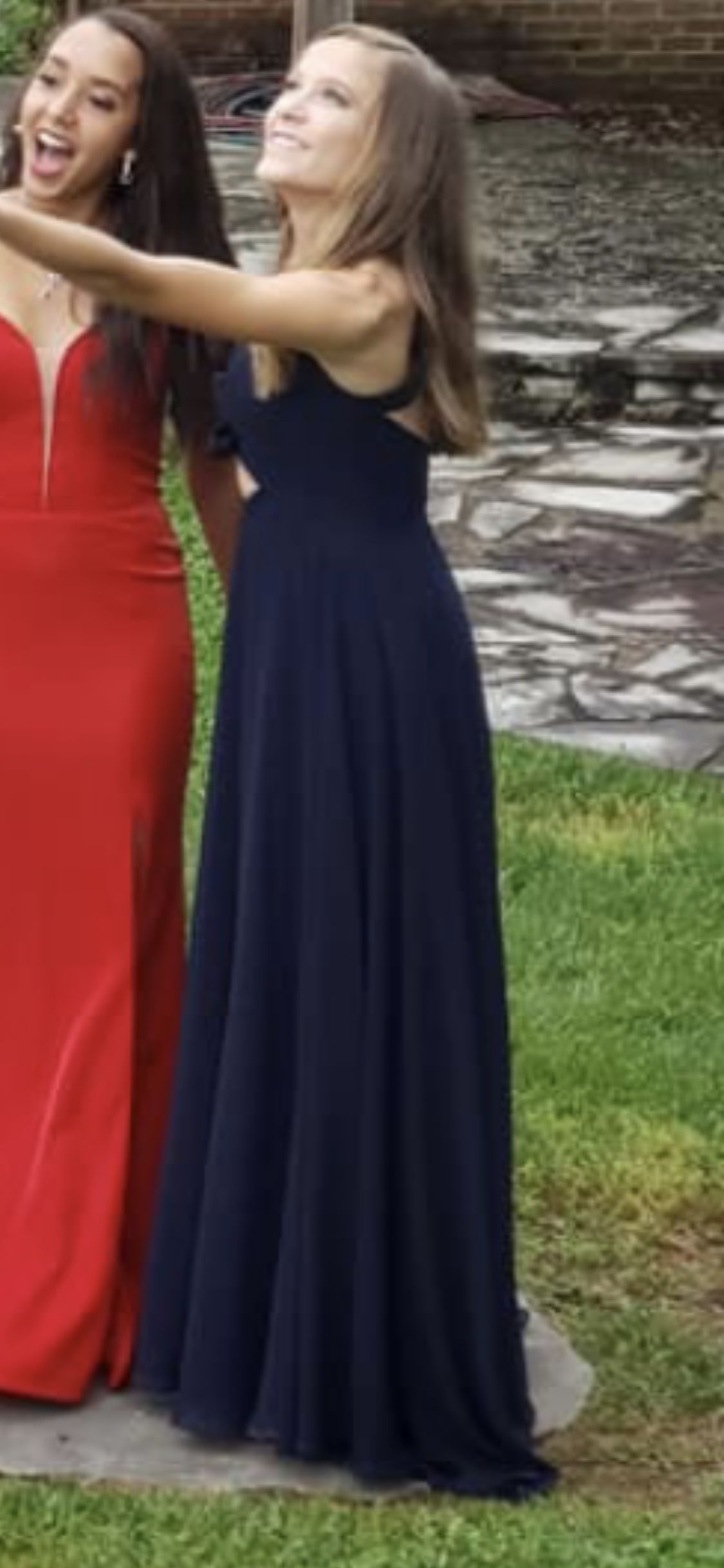 Size 0 Bridesmaid Navy Blue Side Slit Dress on Queenly