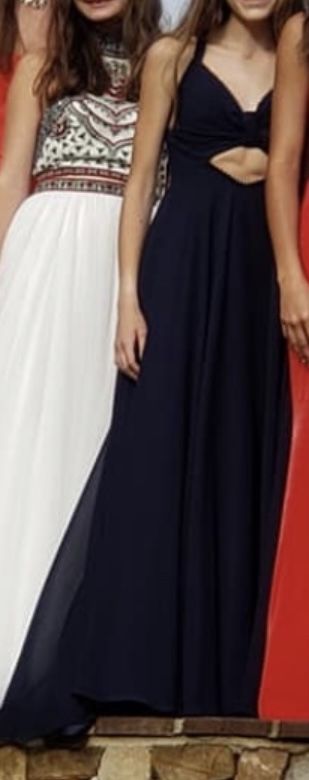 Size 0 Bridesmaid Navy Blue Side Slit Dress on Queenly