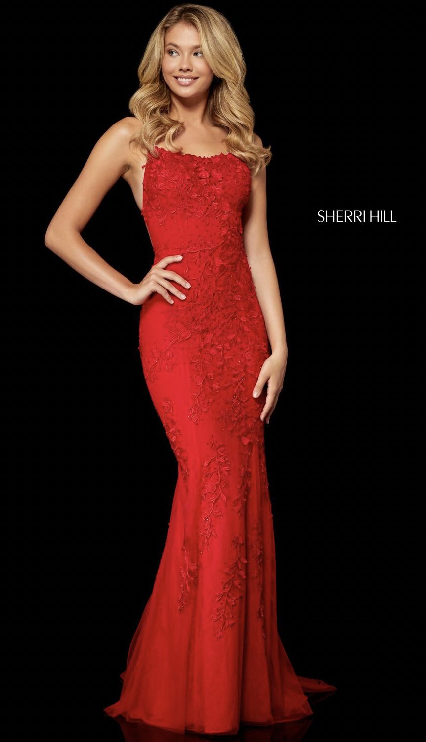 Style 52338 Sherri Hill Size 0 Prom Red Mermaid Dress on Queenly