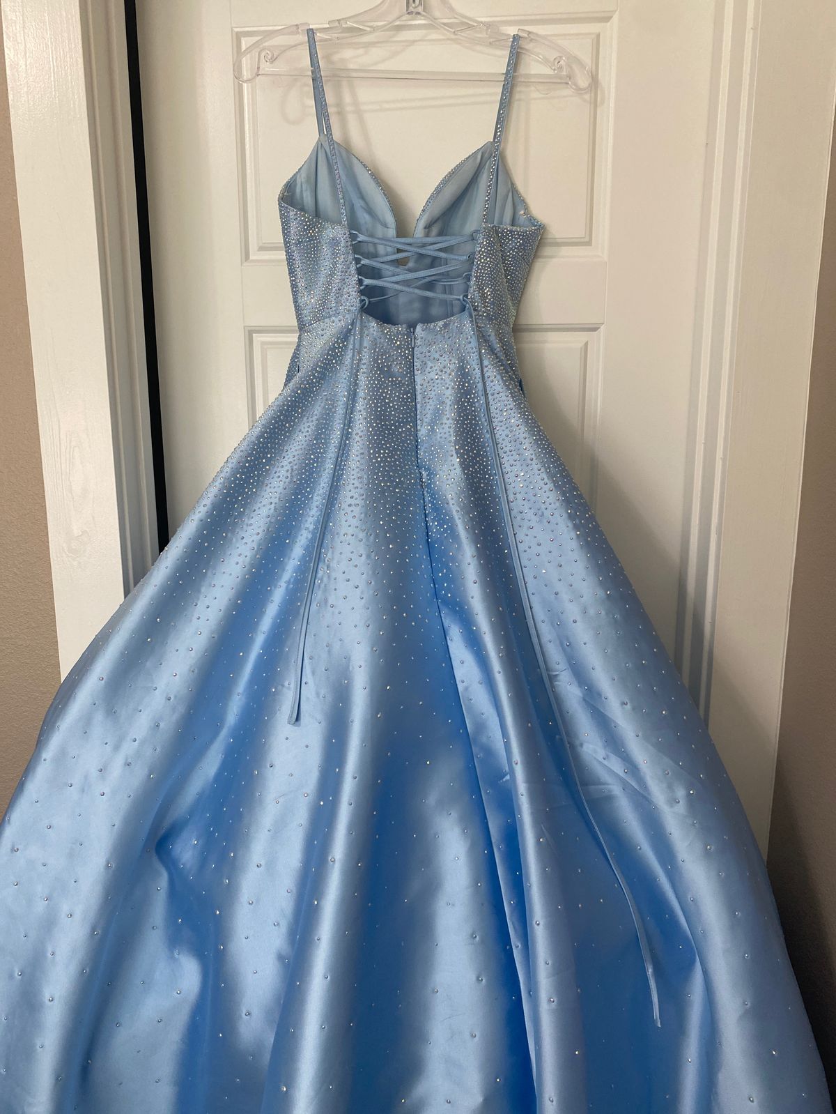 Sherri Hill Size 0 Prom Sequined Blue Ball Gown on Queenly