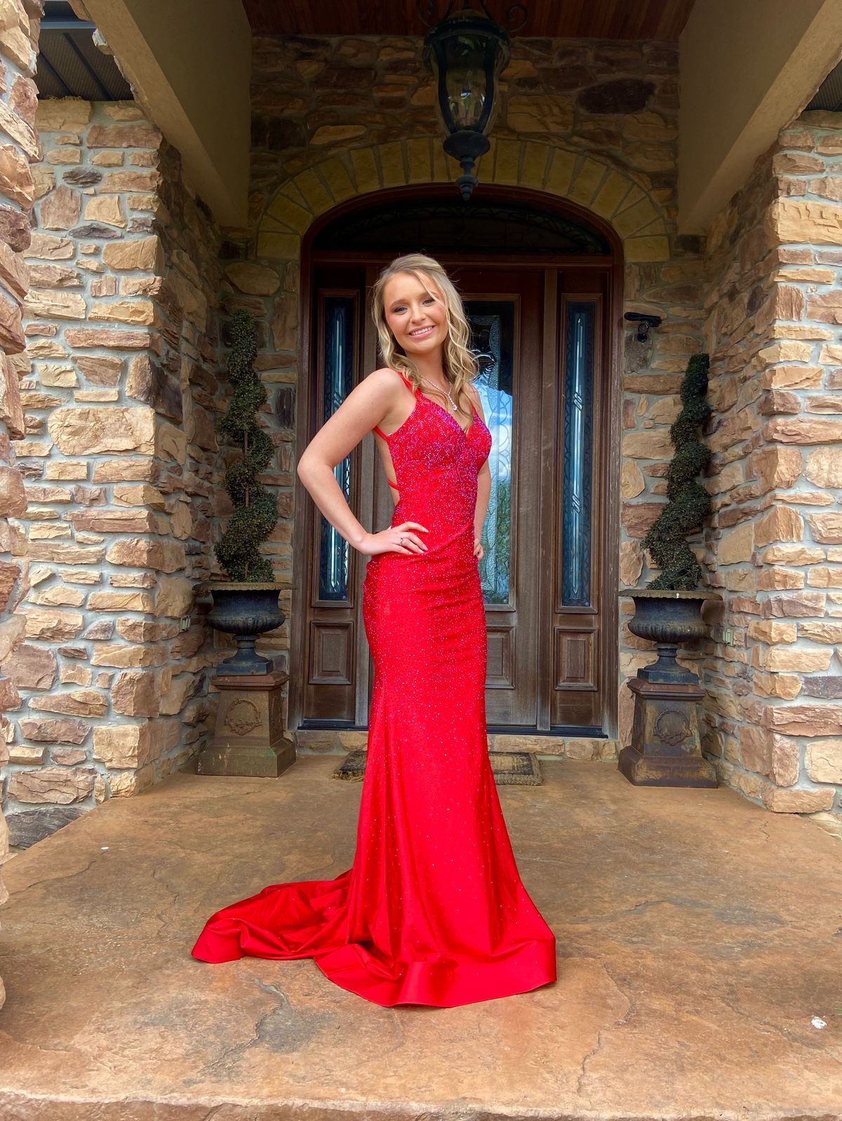 Sherri Hill Size 00 Prom Sequined Red A-line Dress on Queenly