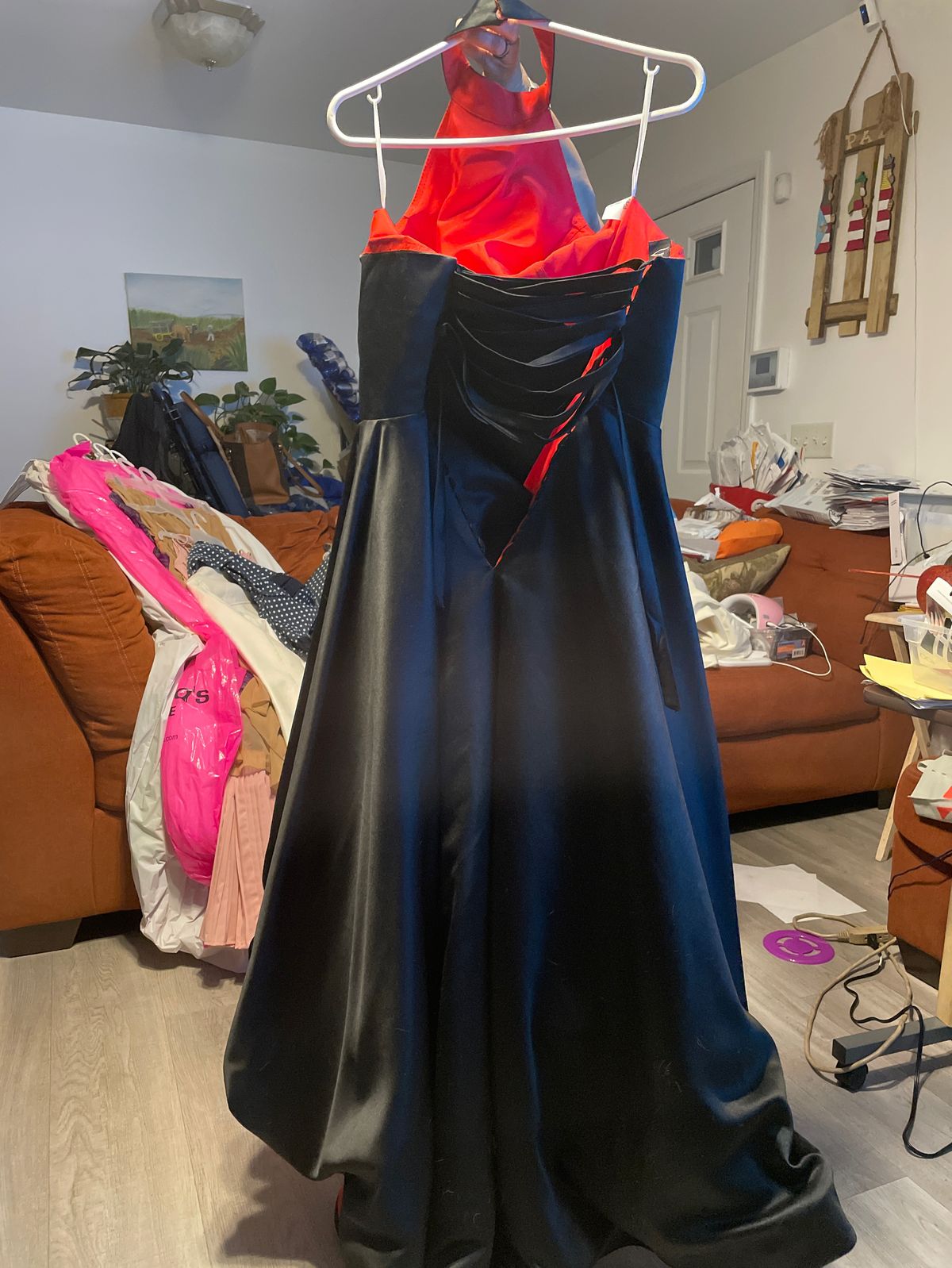 Size 10 Prom High Neck Satin Black Ball Gown on Queenly