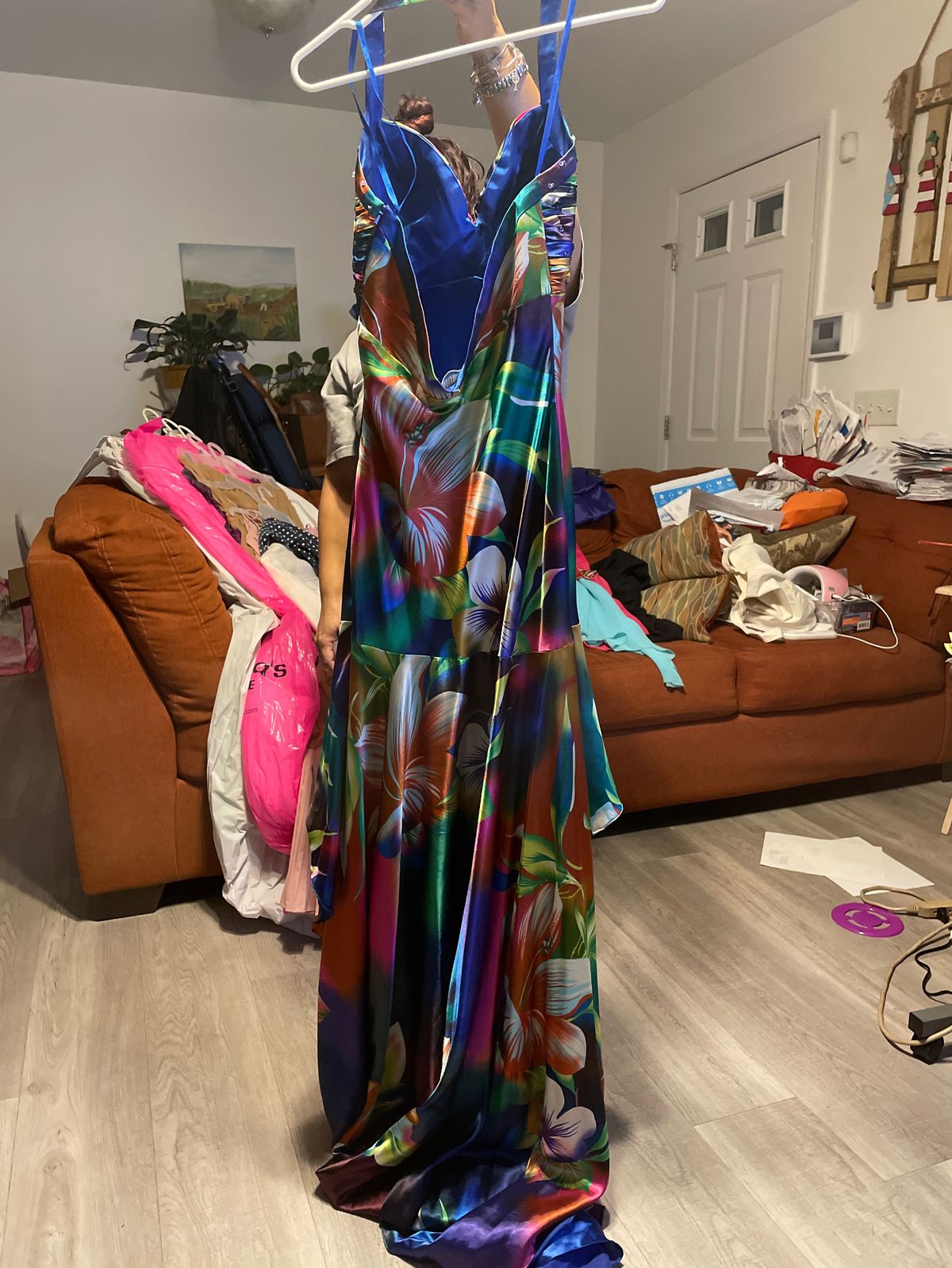 Size 12 Floral Multicolor Floor Length Maxi on Queenly