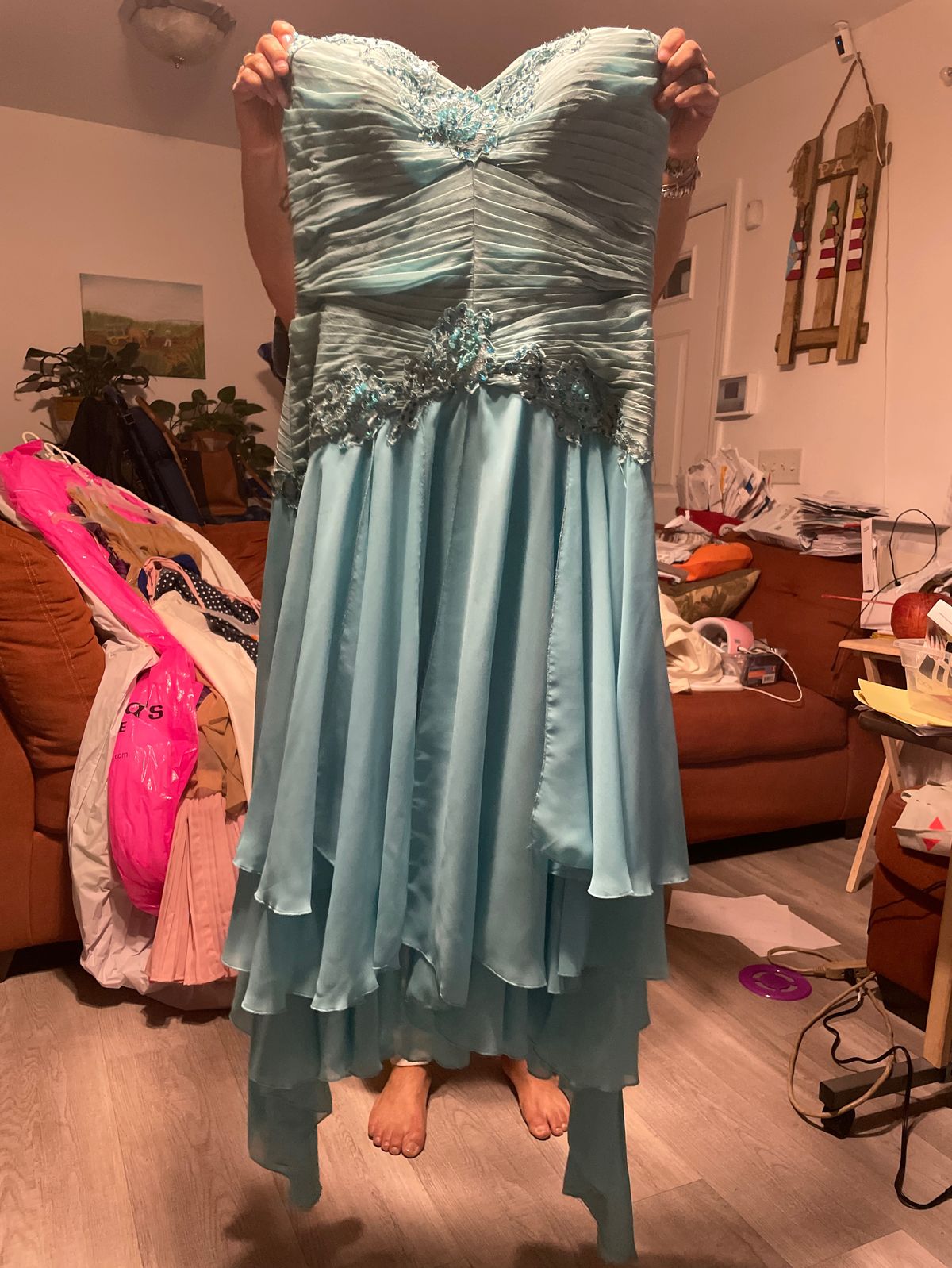 alyce Size 14 Turquoise Blue A-line Dress on Queenly