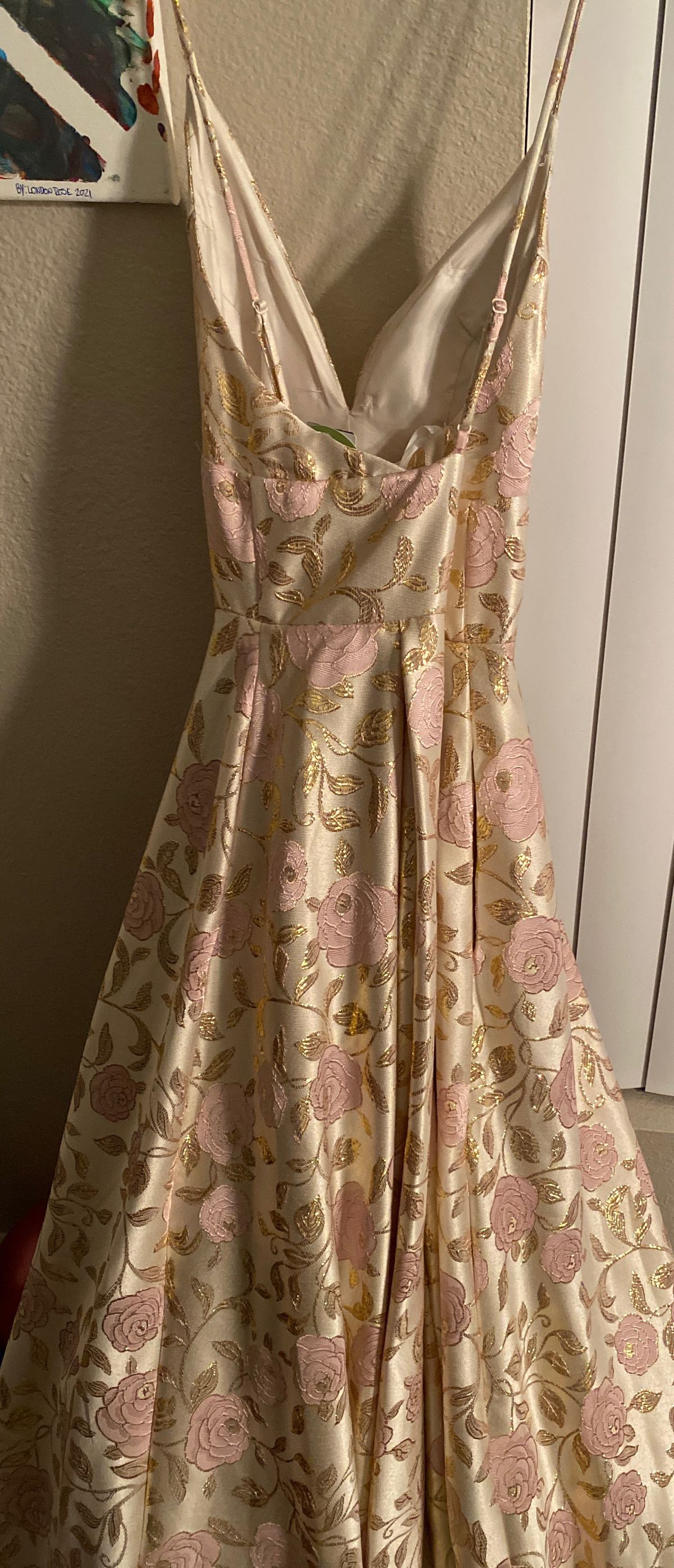 Girls Size 2 Prom Floral Nude Ball Gown on Queenly
