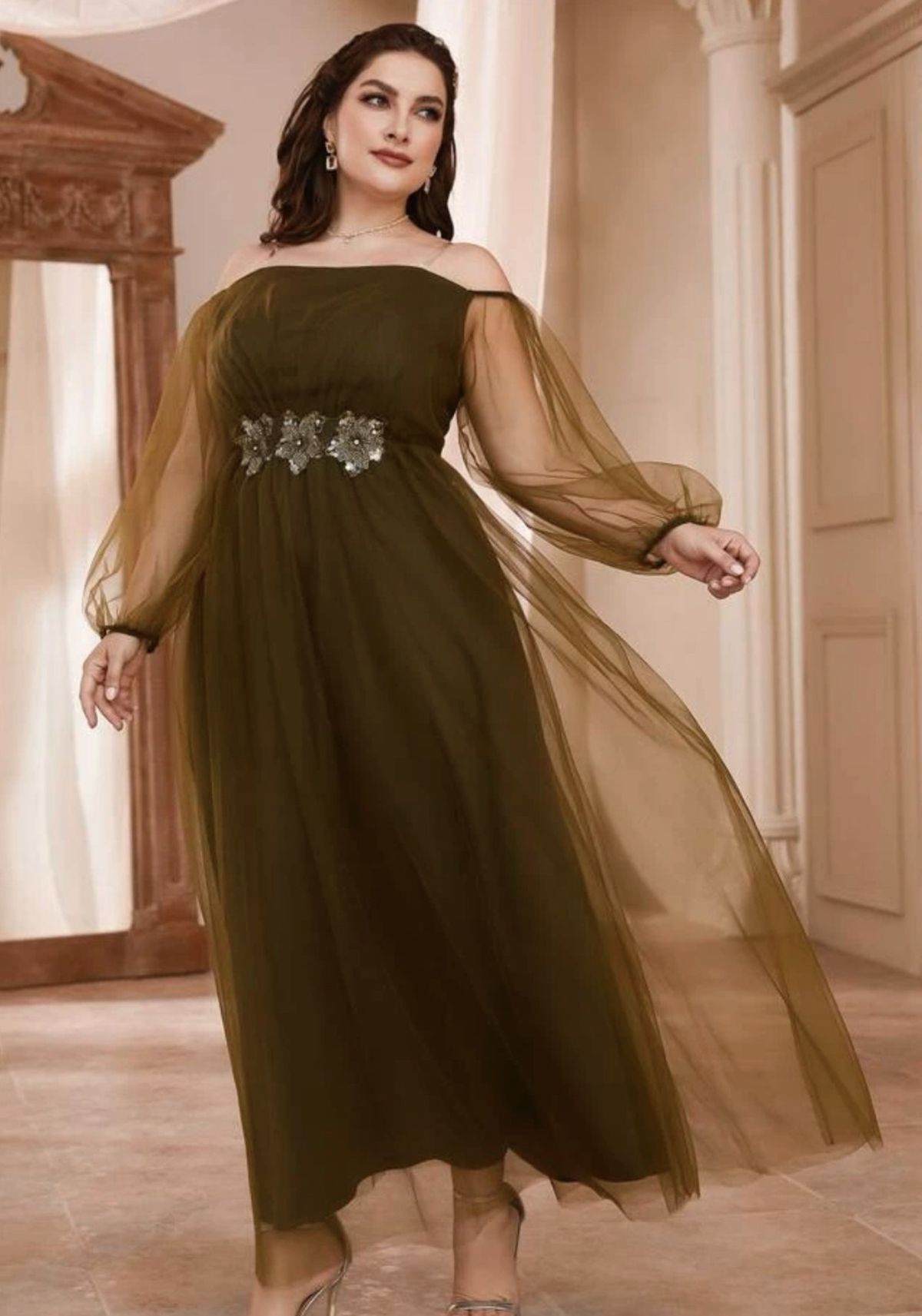 Plus Size 18 Wedding Guest Green Floor Length Maxi on Queenly