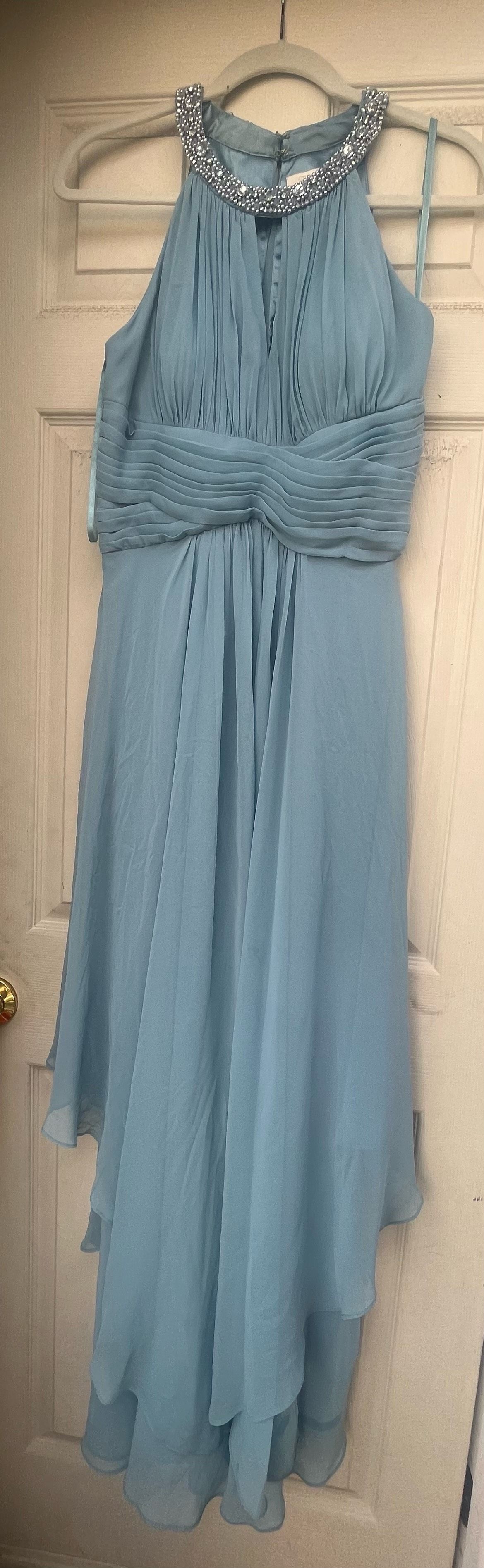 Size 8 Wedding Guest Blue Floor Length Maxi on Queenly