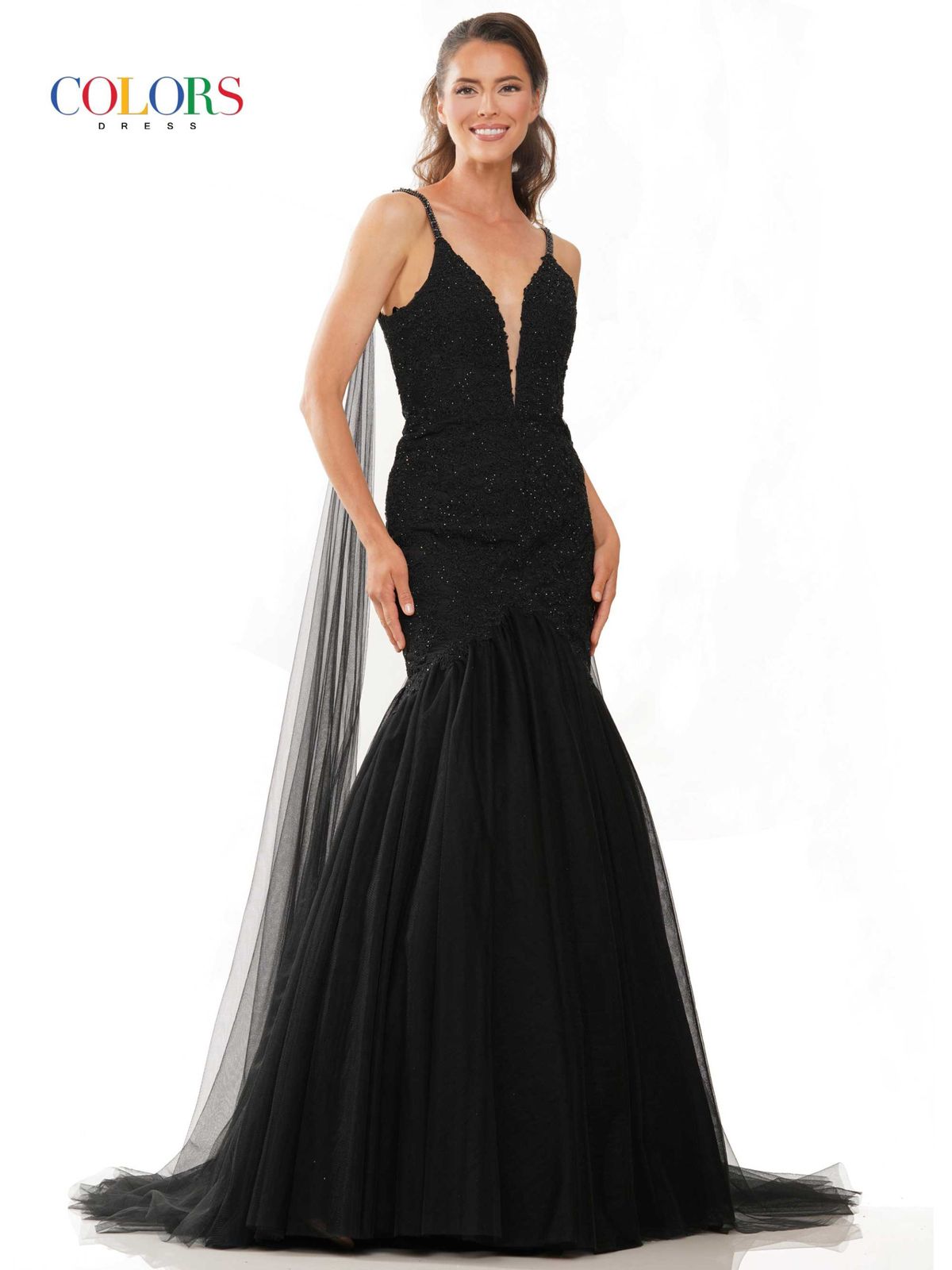 Style Isabelle Colors Size 12 Prom Black Mermaid Dress on Queenly