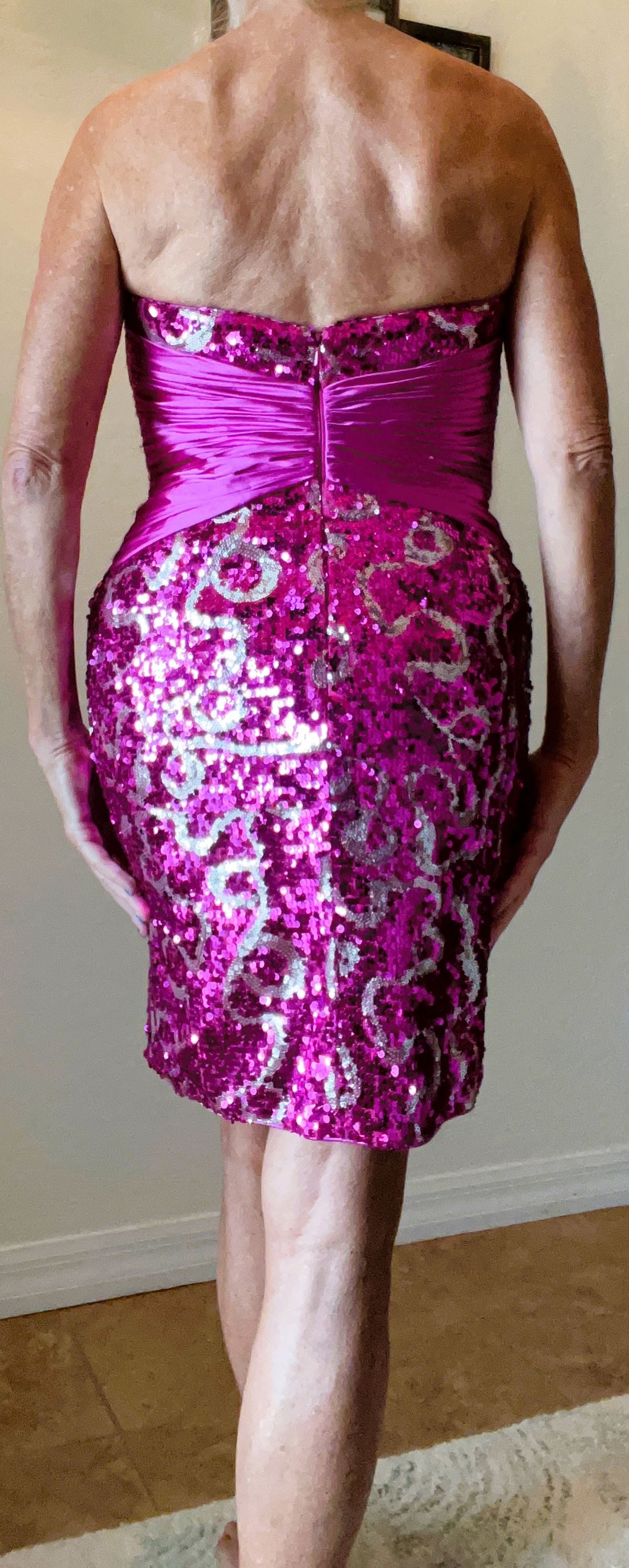 Riva Size 6 Sequined Pink Cocktail Dress on Queenly