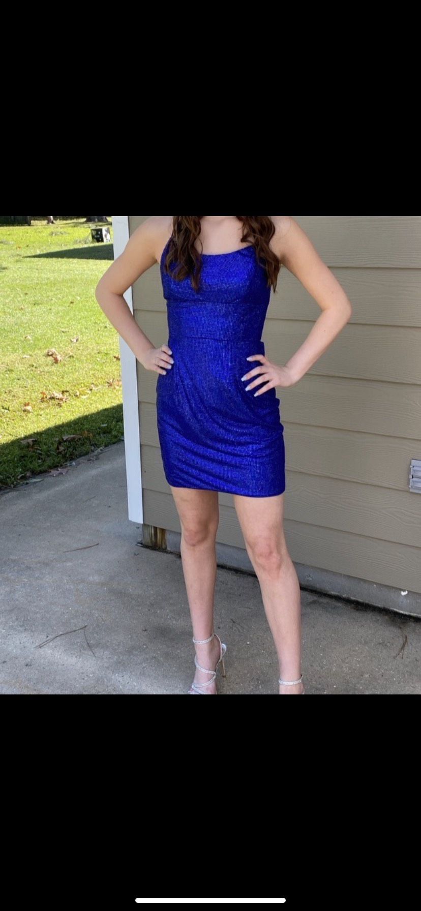 Sherri Hill Size 4 Homecoming Sequined Royal Blue Cocktail Dress on Queenly