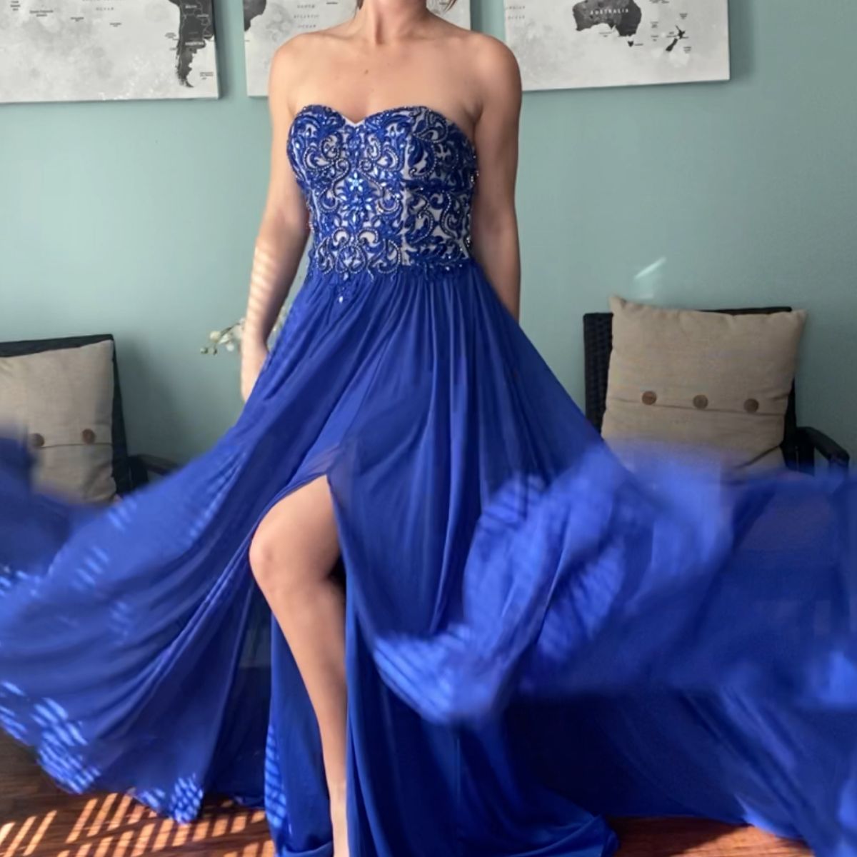 Jovani Size 2 Prom Royal Blue Floor Length Maxi on Queenly