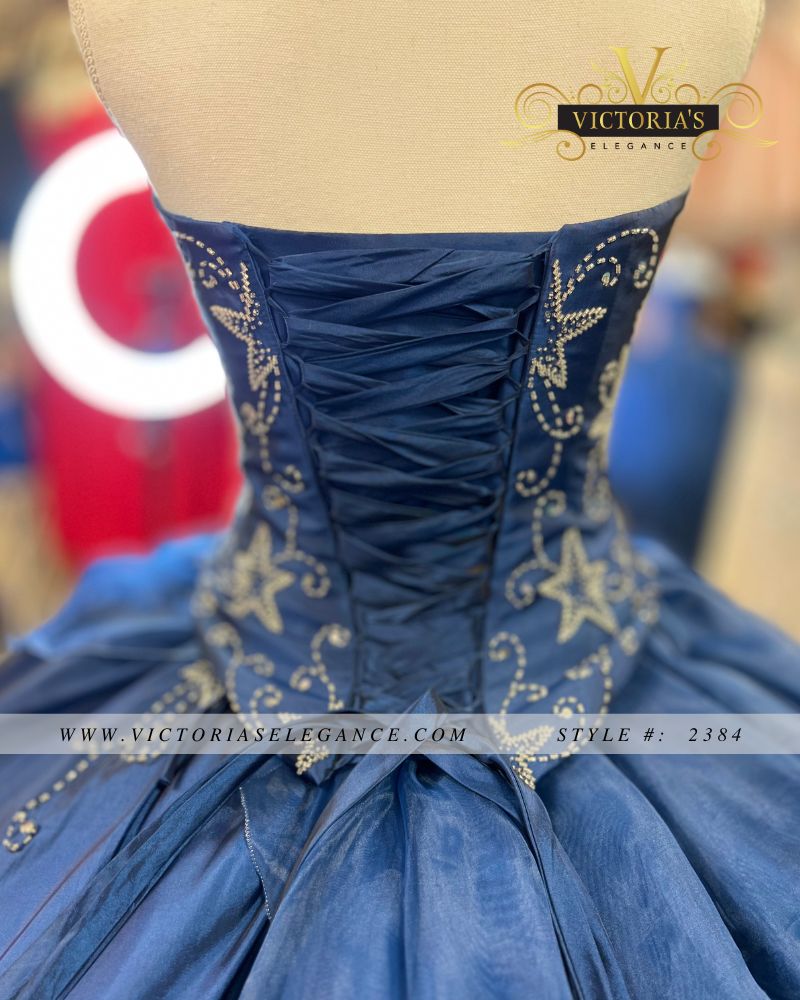 Style 2384 DaVinci Size 6 Navy Blue Ball Gown on Queenly