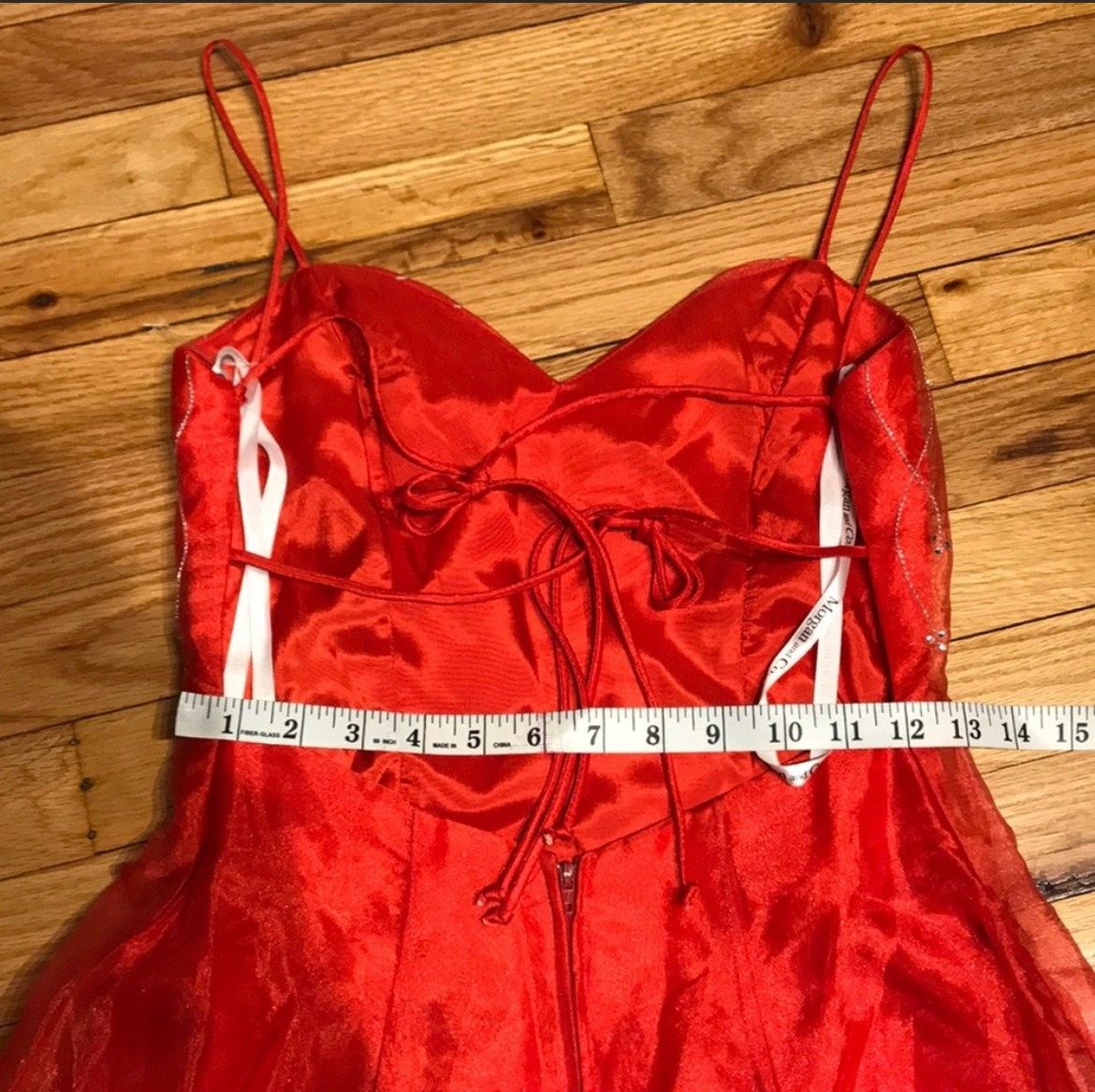Morgan and Co Size 4 Prom Sheer Red A-line Dress on Queenly
