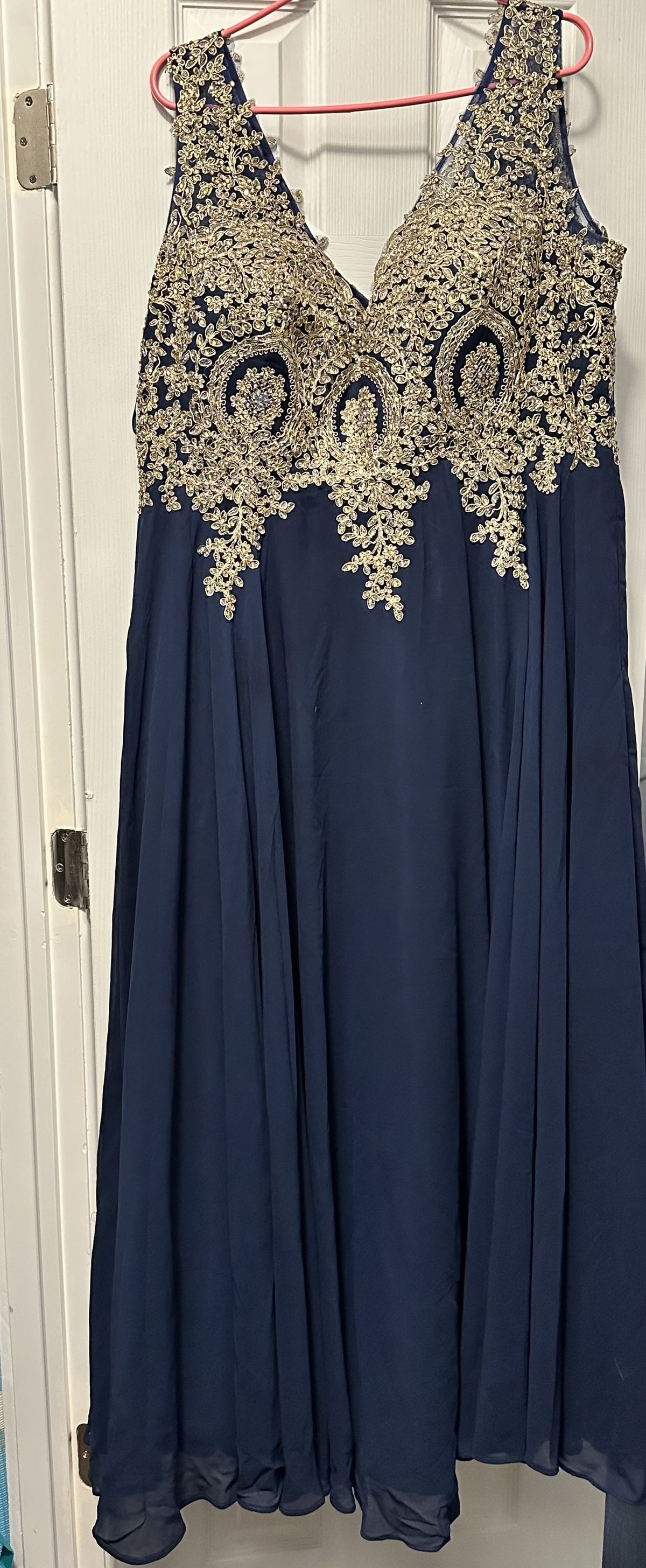Shein Plus Size 24 Prom Blue Side Slit Dress on Queenly