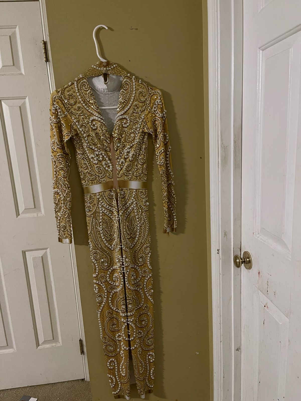 Size 14 Nightclub Gold Formal Jumpsuit on Queenly