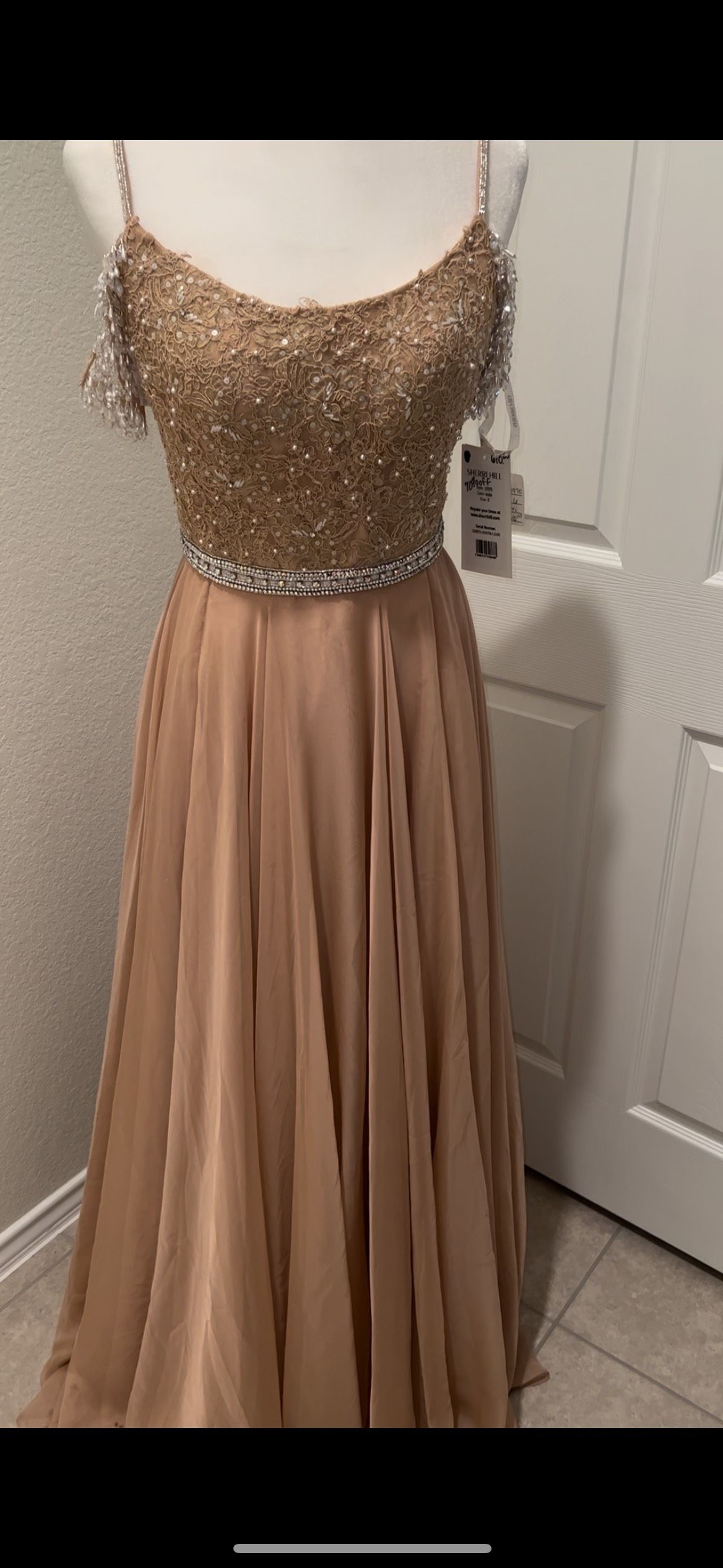 Sherri Hill Size 6 Wedding Guest Nude Ball Gown on Queenly