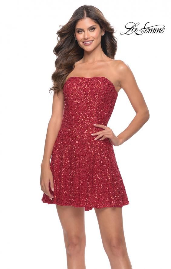 Style 30957 La Femme Size 12 Homecoming Red Cocktail Dress on Queenly