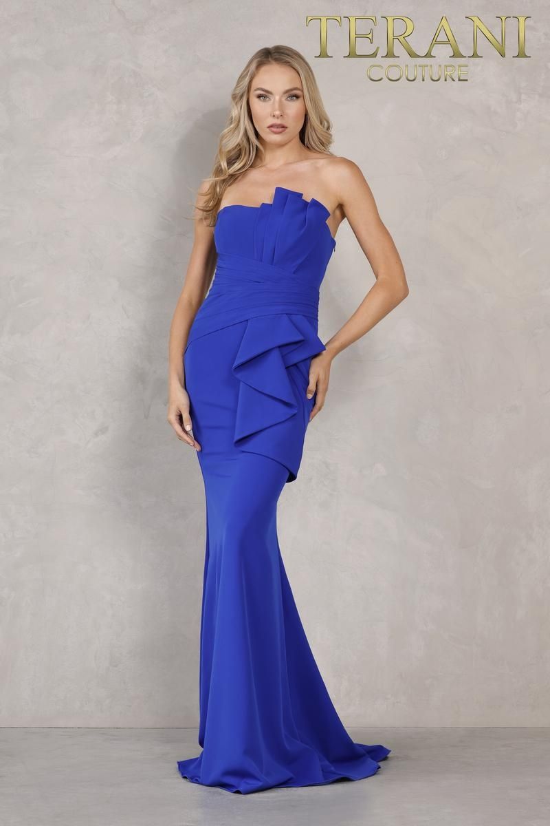Style 2214E0165 Terani Couture Plus Size 18 Royal Blue Floor Length Maxi on Queenly