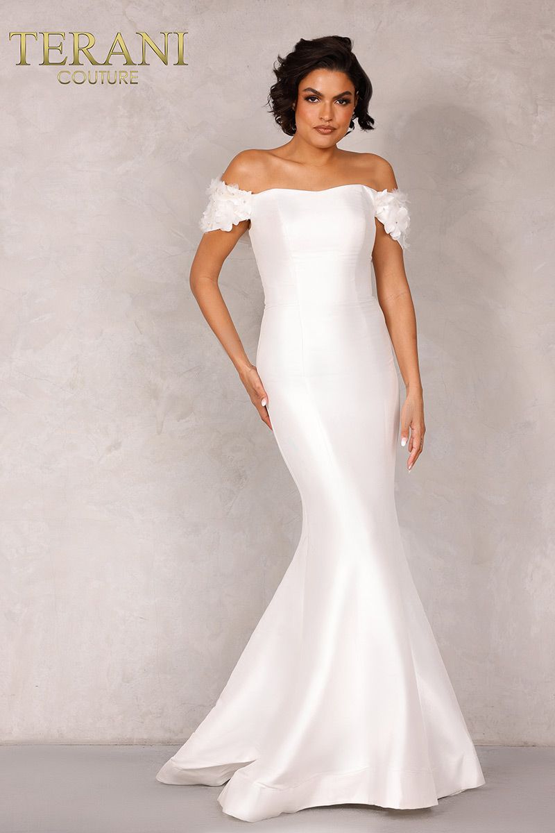 Style 2021E2799 Terani Couture Plus Size 16 Wedding White Mermaid Dress on Queenly