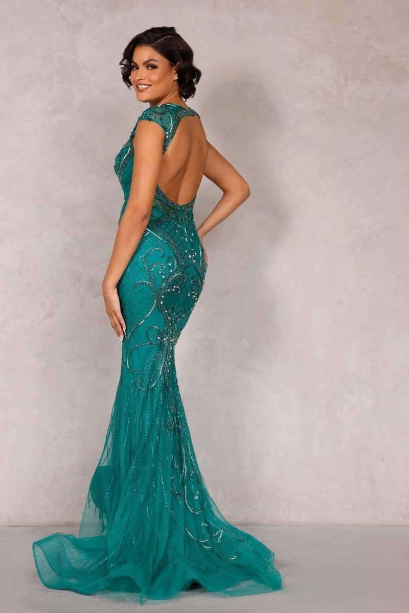 Style 2012GL2384 Terani Couture Size 2 Pageant Emerald Green Mermaid Dress on Queenly