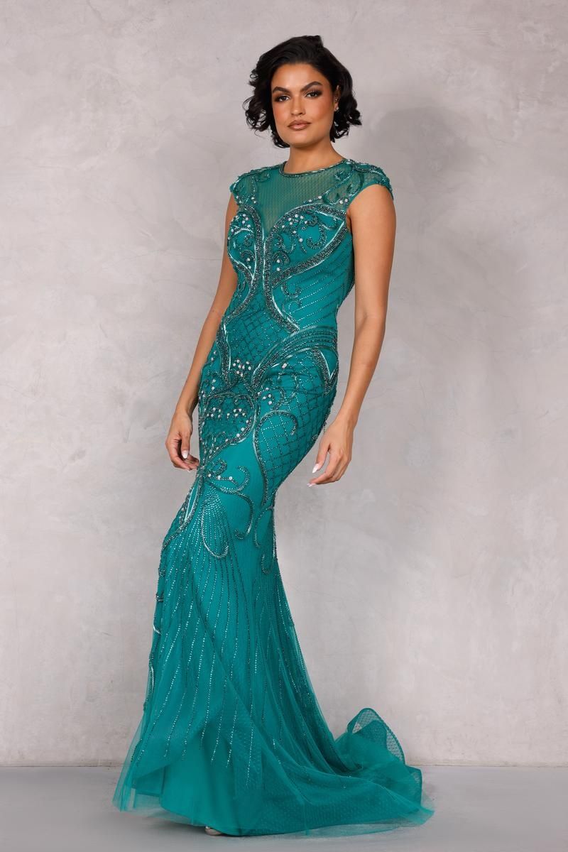 Style 2012GL2384 Terani Couture Size 2 Pageant Emerald Green Mermaid Dress on Queenly