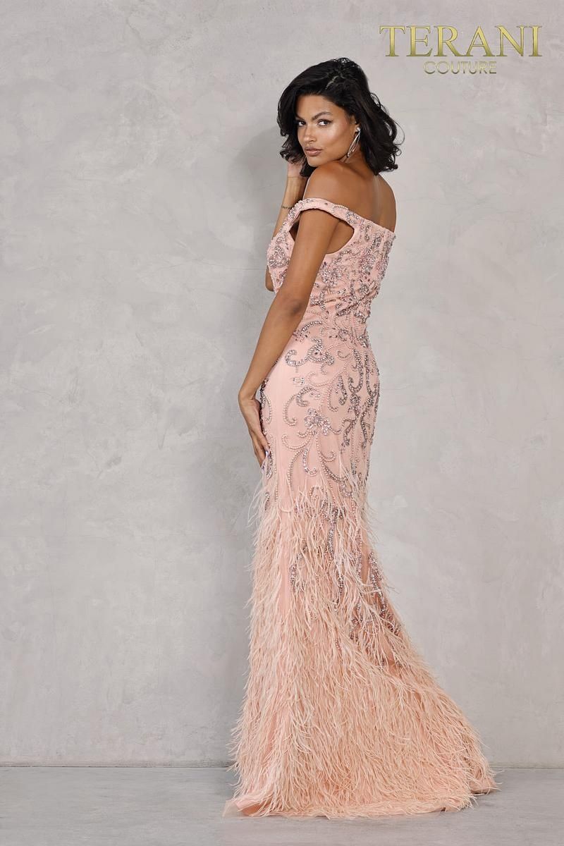 Style 2021GL3138 Terani Couture Size 8 Pageant Pink Side Slit Dress on Queenly