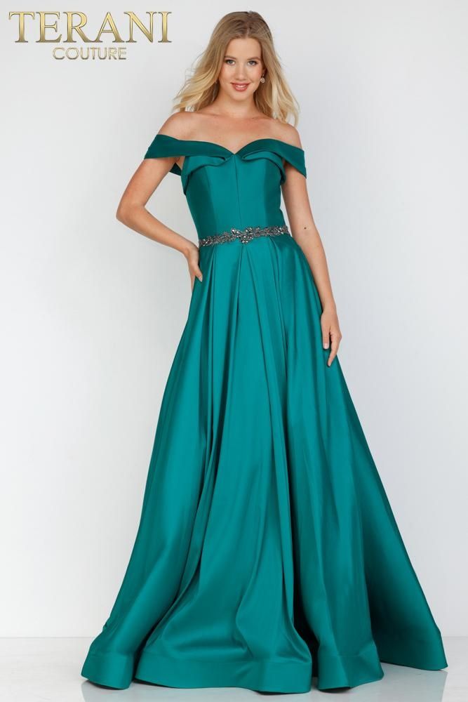 Style 231M0347 Terani Couture Plus Size 18 Pageant Emerald Green Ball Gown on Queenly