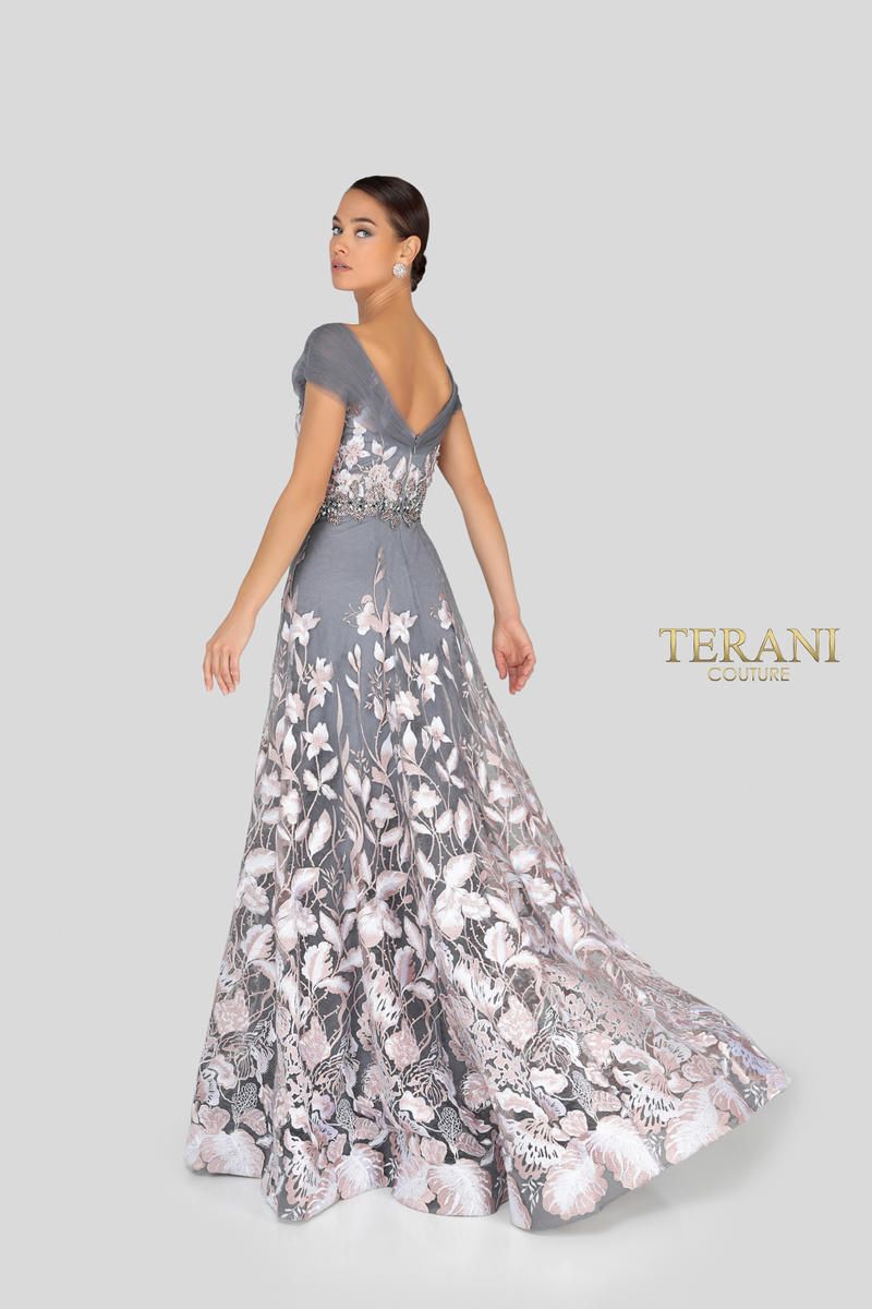 Style 1912M9347 Terani Couture Size 6 Pageant Silver Ball Gown on Queenly
