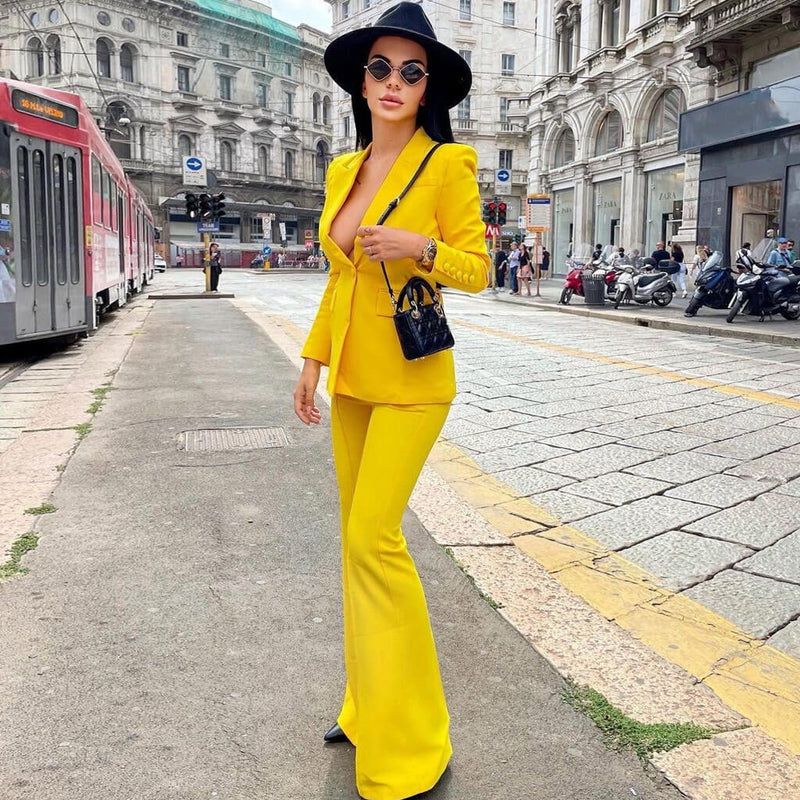 Size 2 Blazer Yellow Formal Jumpsuit on Queenly