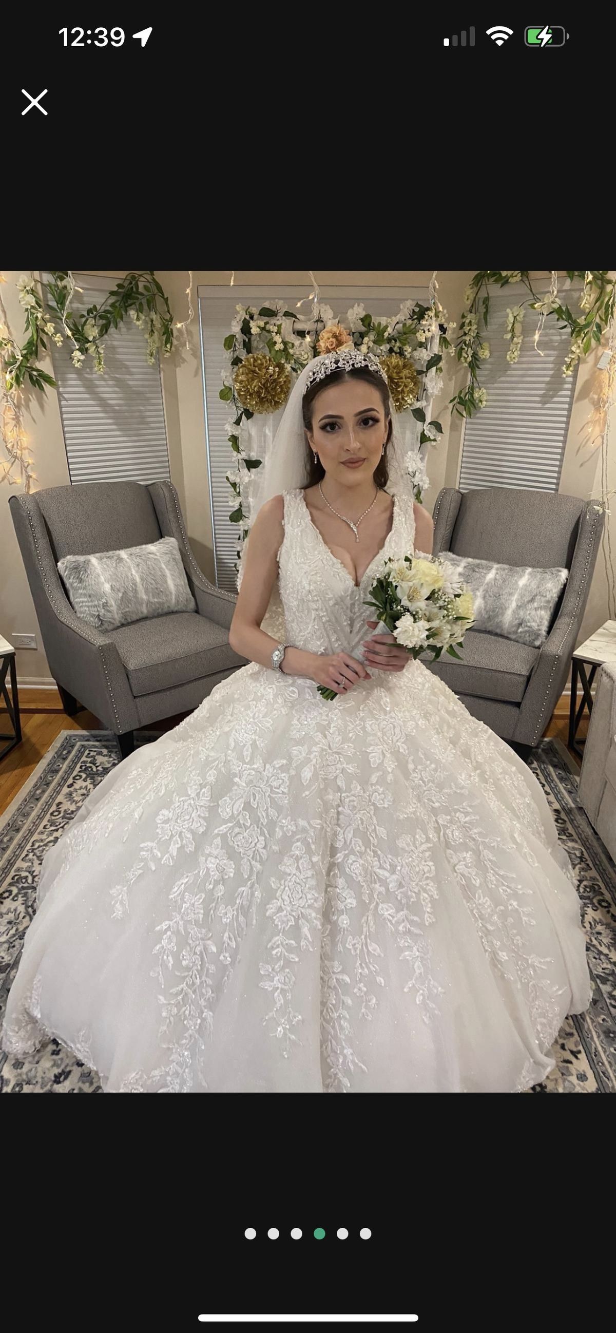 Size 2 Sequined White Ball Gown on Queenly