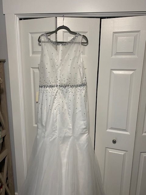 Plus Size 22 Prom Sequined White Mermaid Dress on Queenly