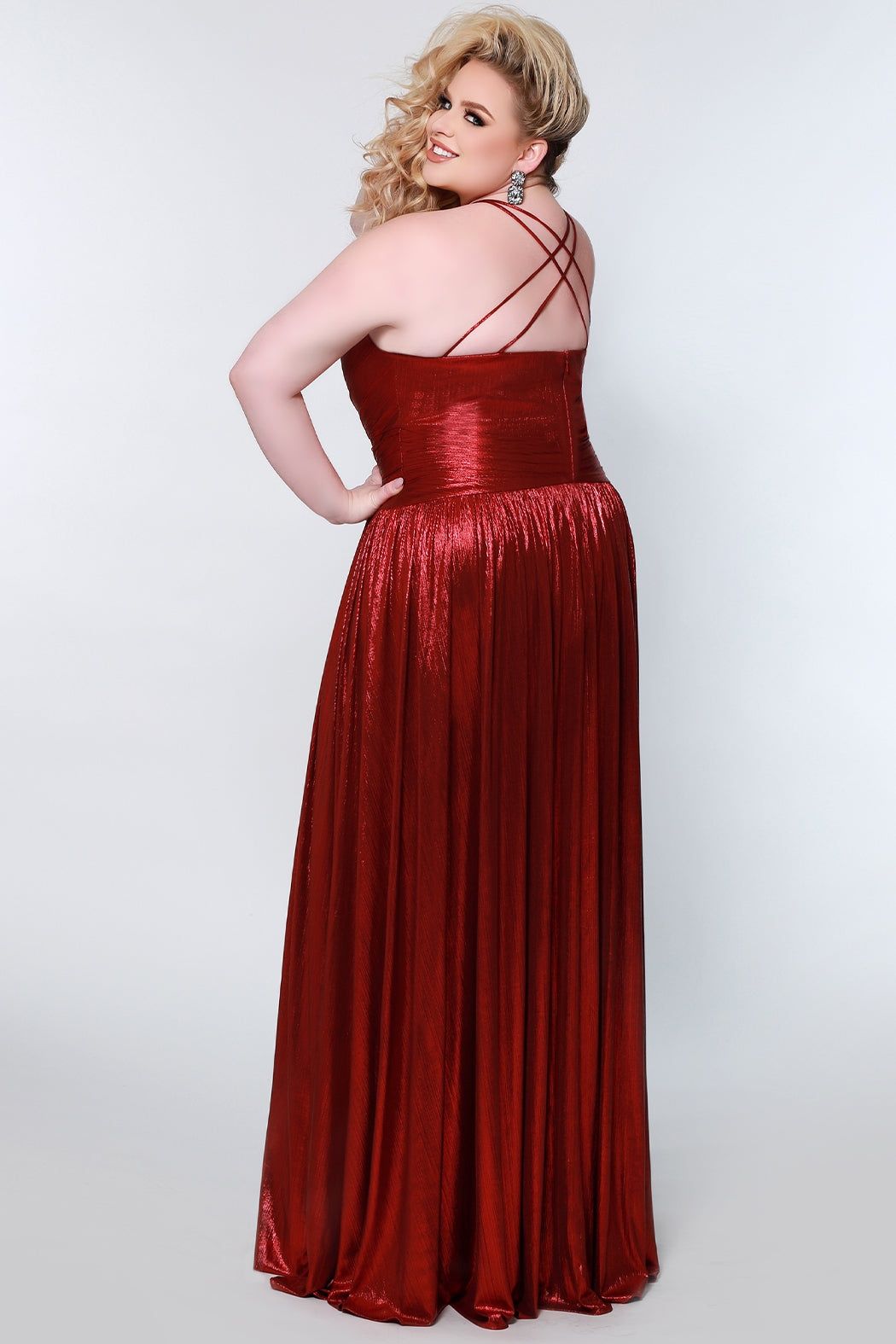 Style CE2201 Sydney's Closet Plus Size 24 Prom Red Side Slit Dress on Queenly