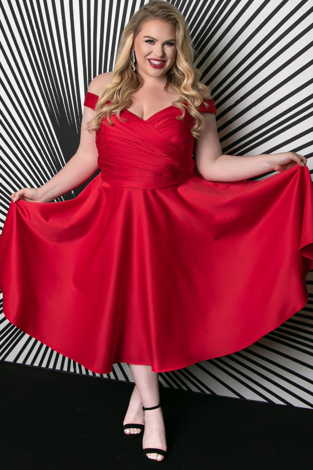 Style CE2301 Sydney's Closet Plus Size 26 Satin Emerald Red Cocktail Dress on Queenly