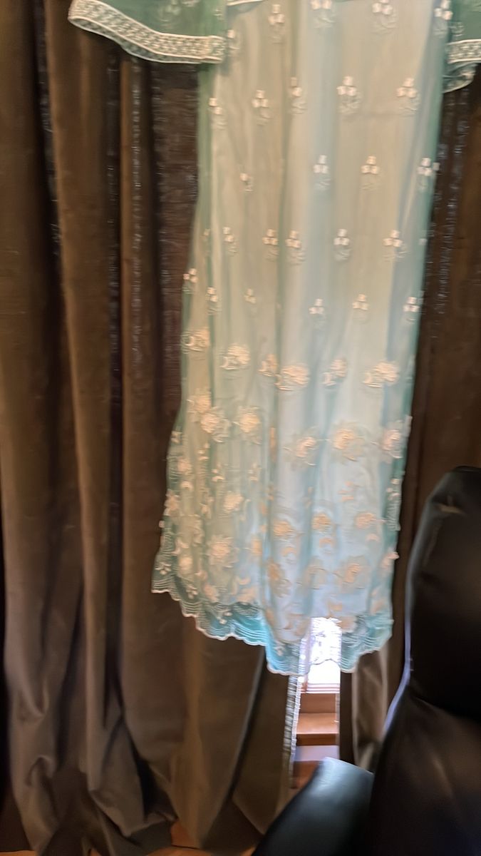Burberry Size 12 Bridesmaid Lace Turquoise Green A-line Dress on Queenly