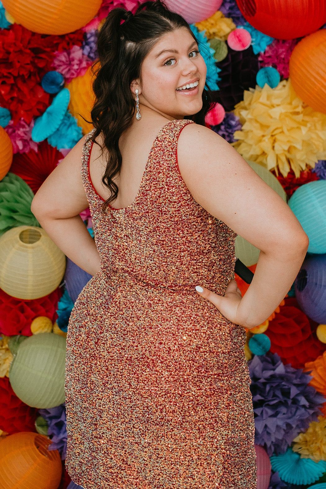 Style SC8110 Sydney's Closet Plus Size 22 Sequined Red Cocktail Dress on Queenly