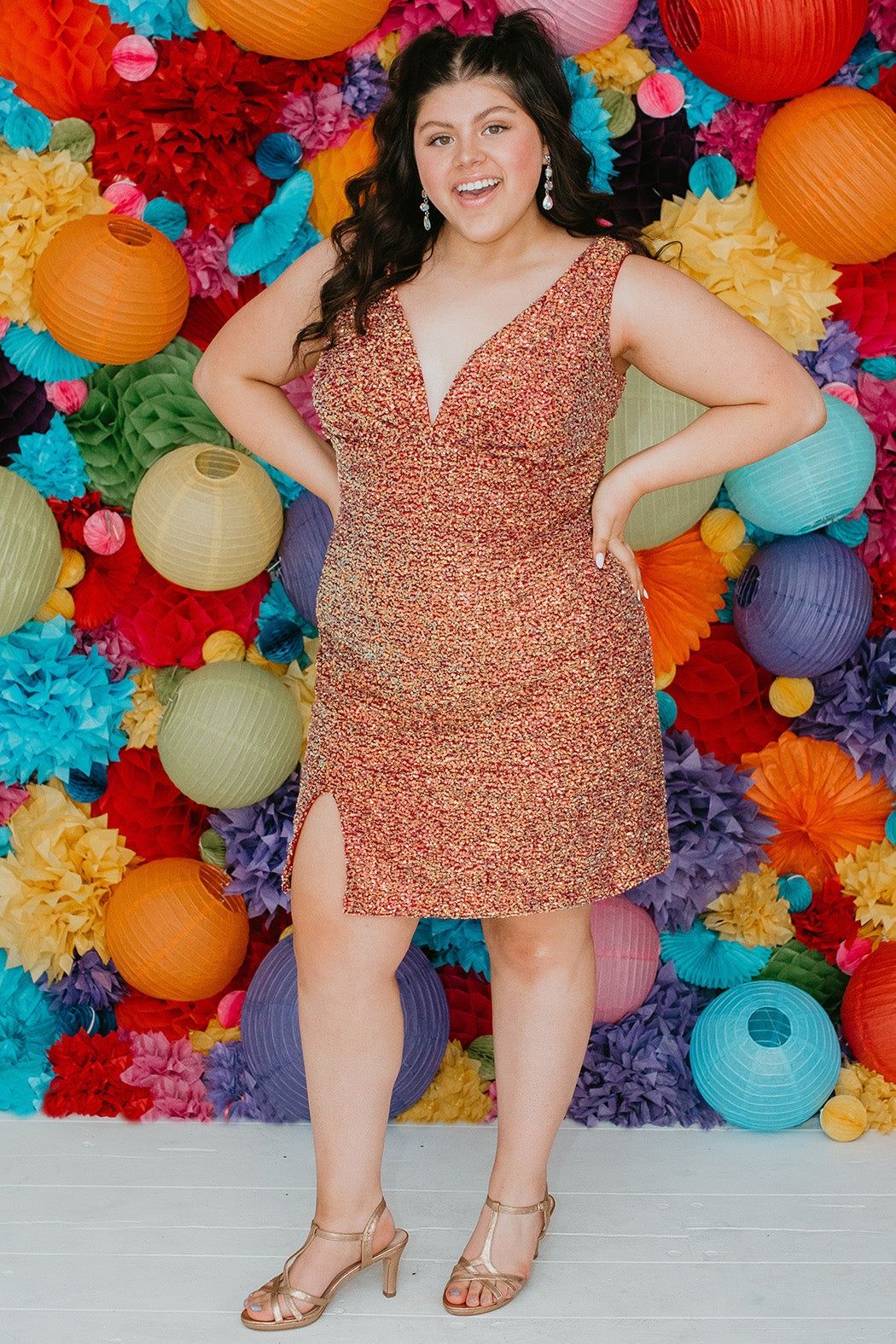 Style SC8110 Sydney's Closet Plus Size 22 Sequined Red Cocktail Dress on Queenly