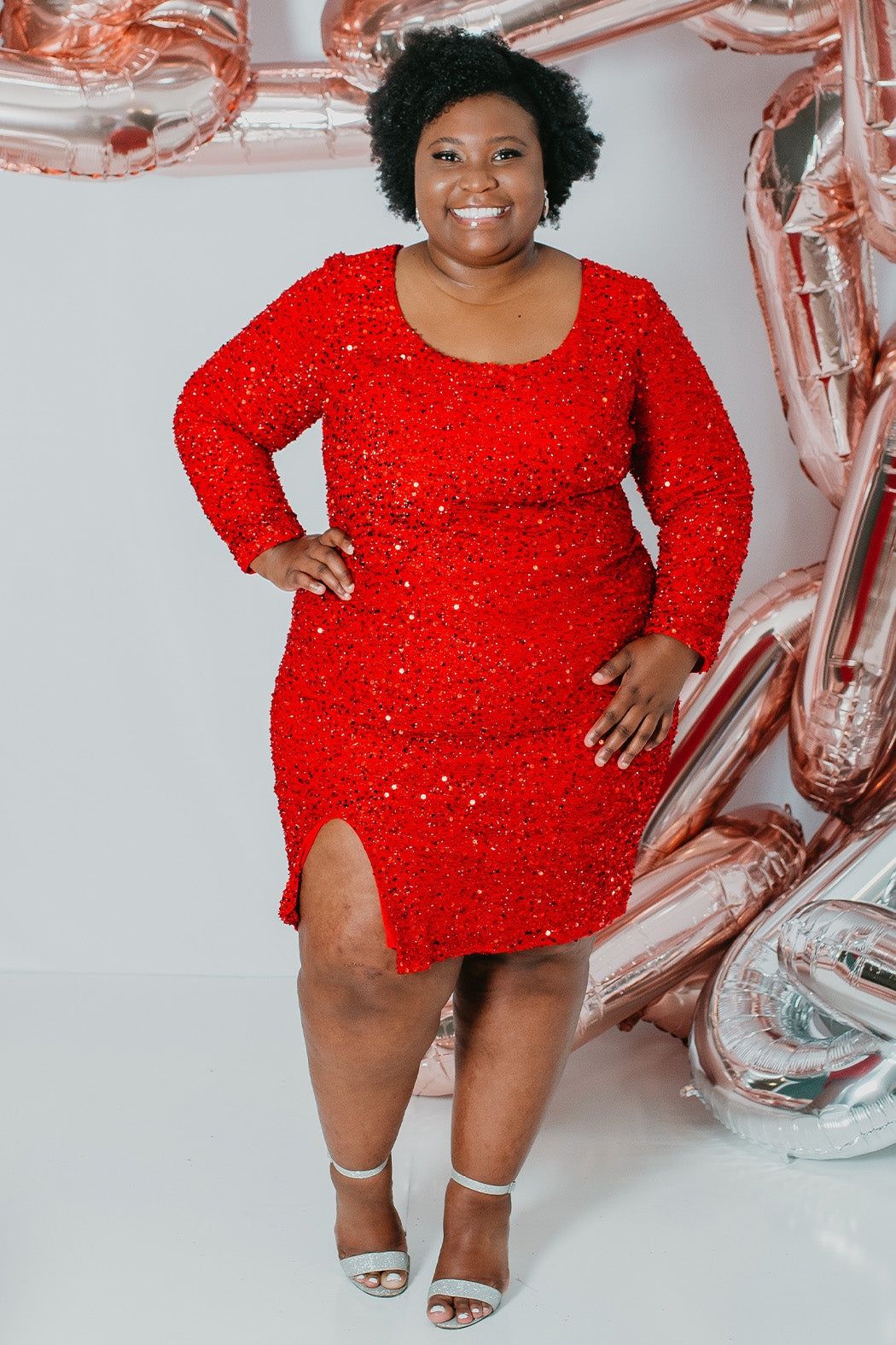 Style SC8113 Sydney's Closet Plus Size 32 Prom Sequined Red Cocktail Dress on Queenly