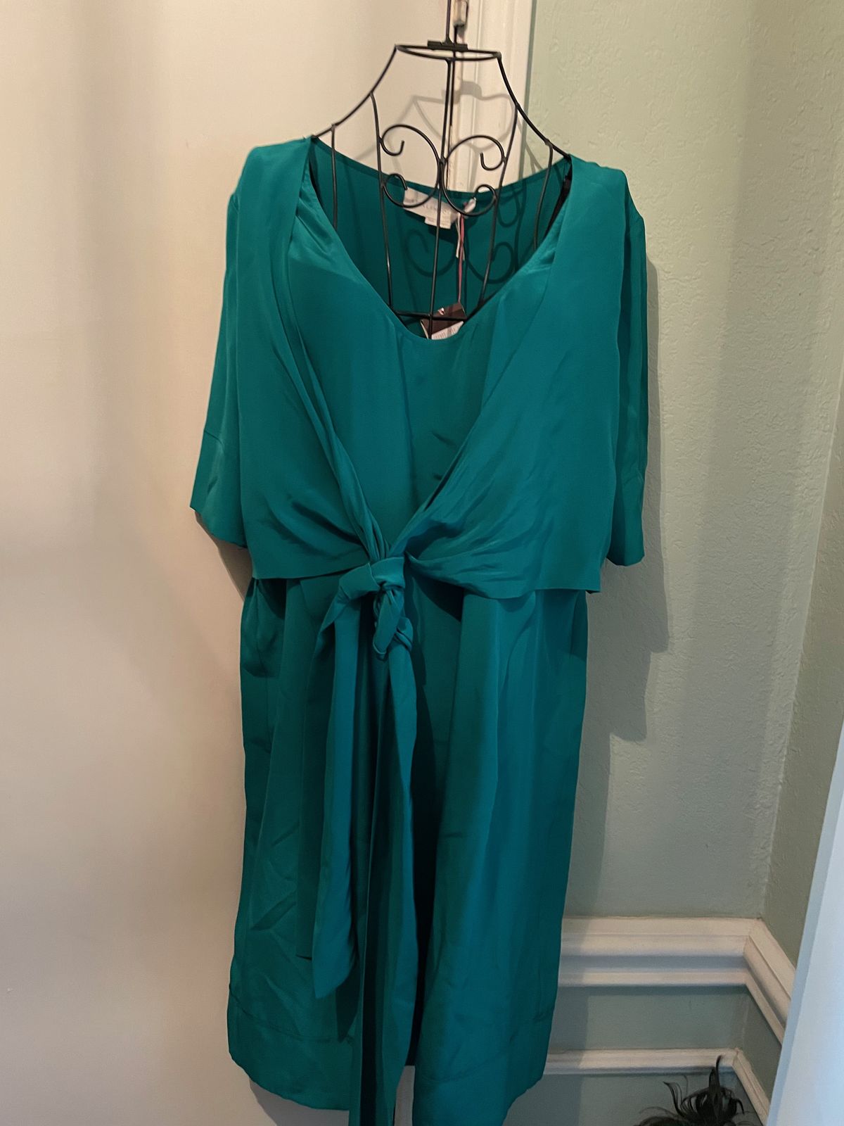 Stella McCartney Size 10 Prom High Neck Satin Emerald Green Floor Length Maxi on Queenly