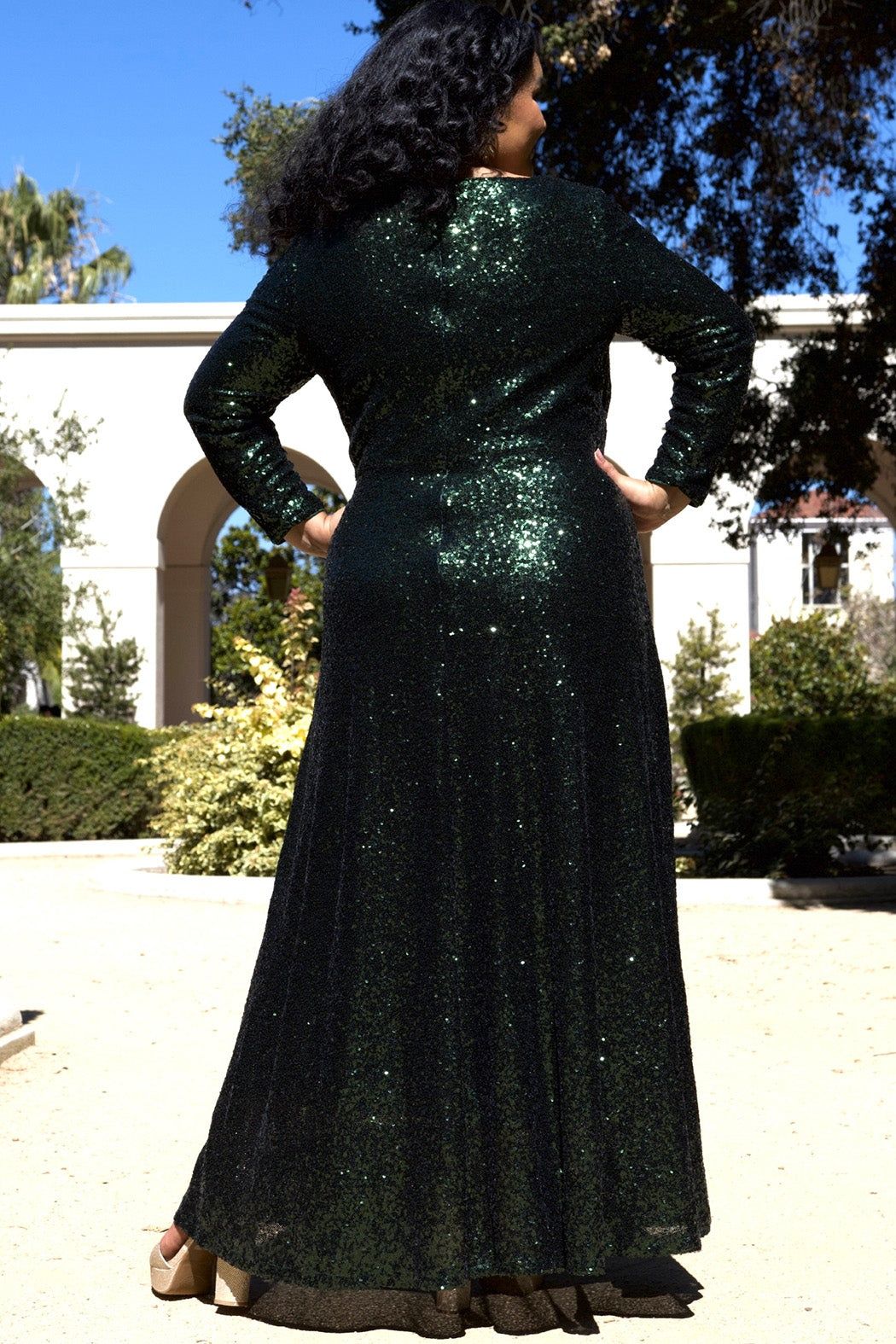 Style UPTOWN-CE2302 Sydney's Closet Plus Size 20 Prom Sequined Green Floor Length Maxi on Queenly