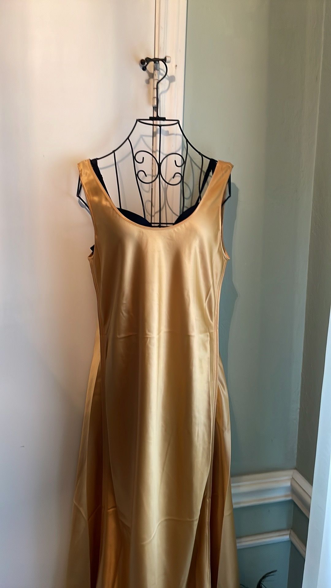 Acne Size 10 Satin Gold Floor Length Maxi on Queenly