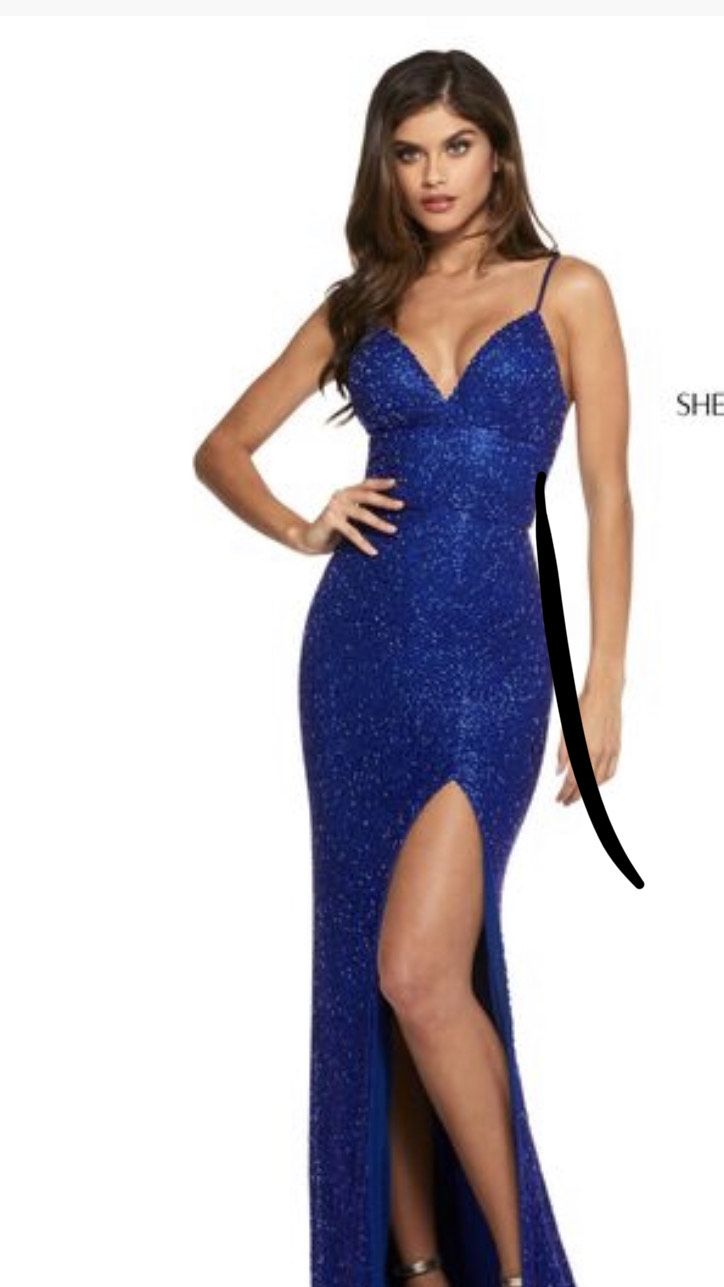 Sherri Hill Size 6 Blue Side Slit Dress on Queenly