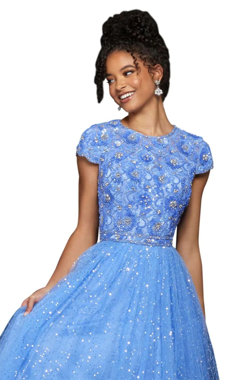 Style 53227 Sherri Hill  Size 2 Light Blue Ball Gown on Queenly