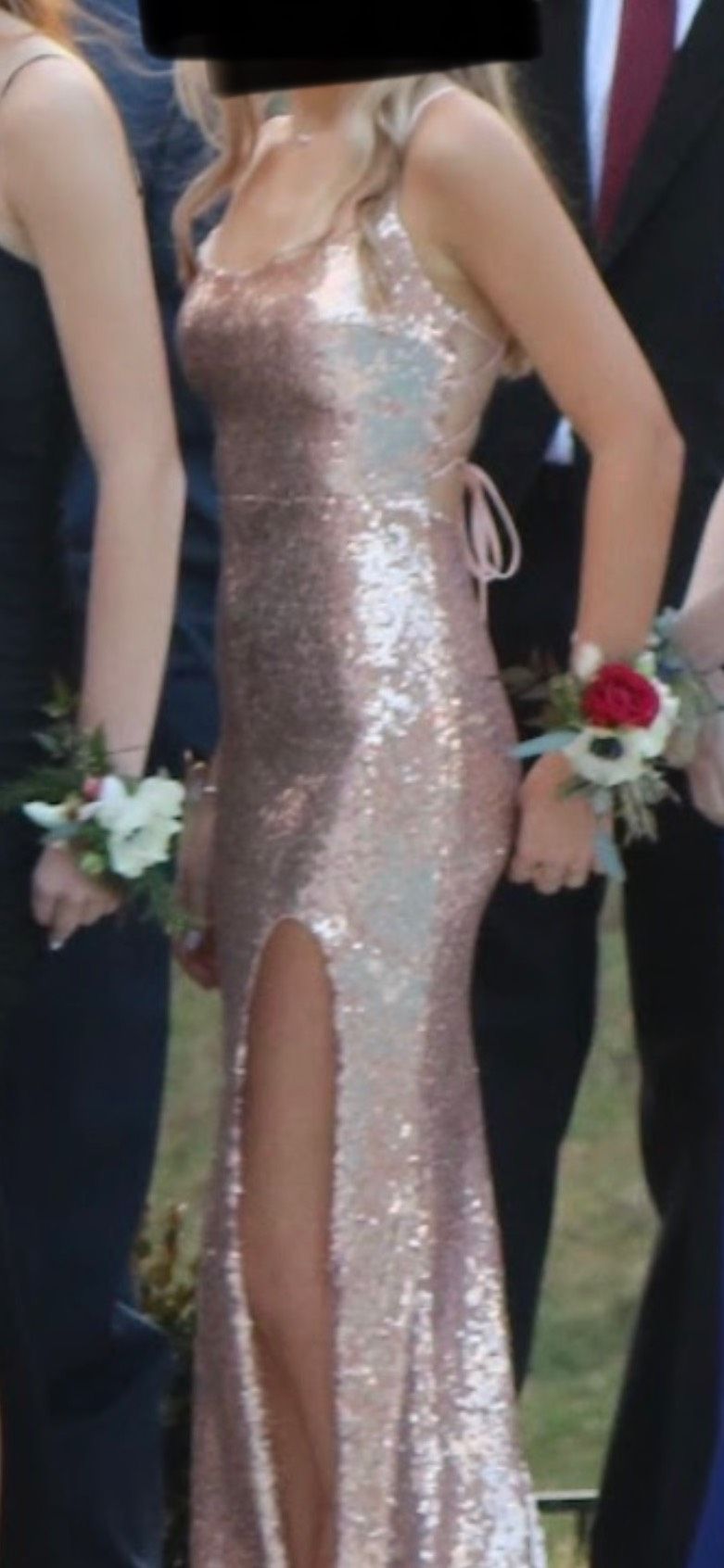 Size 00 Prom Rose Gold Floor Length Maxi on Queenly