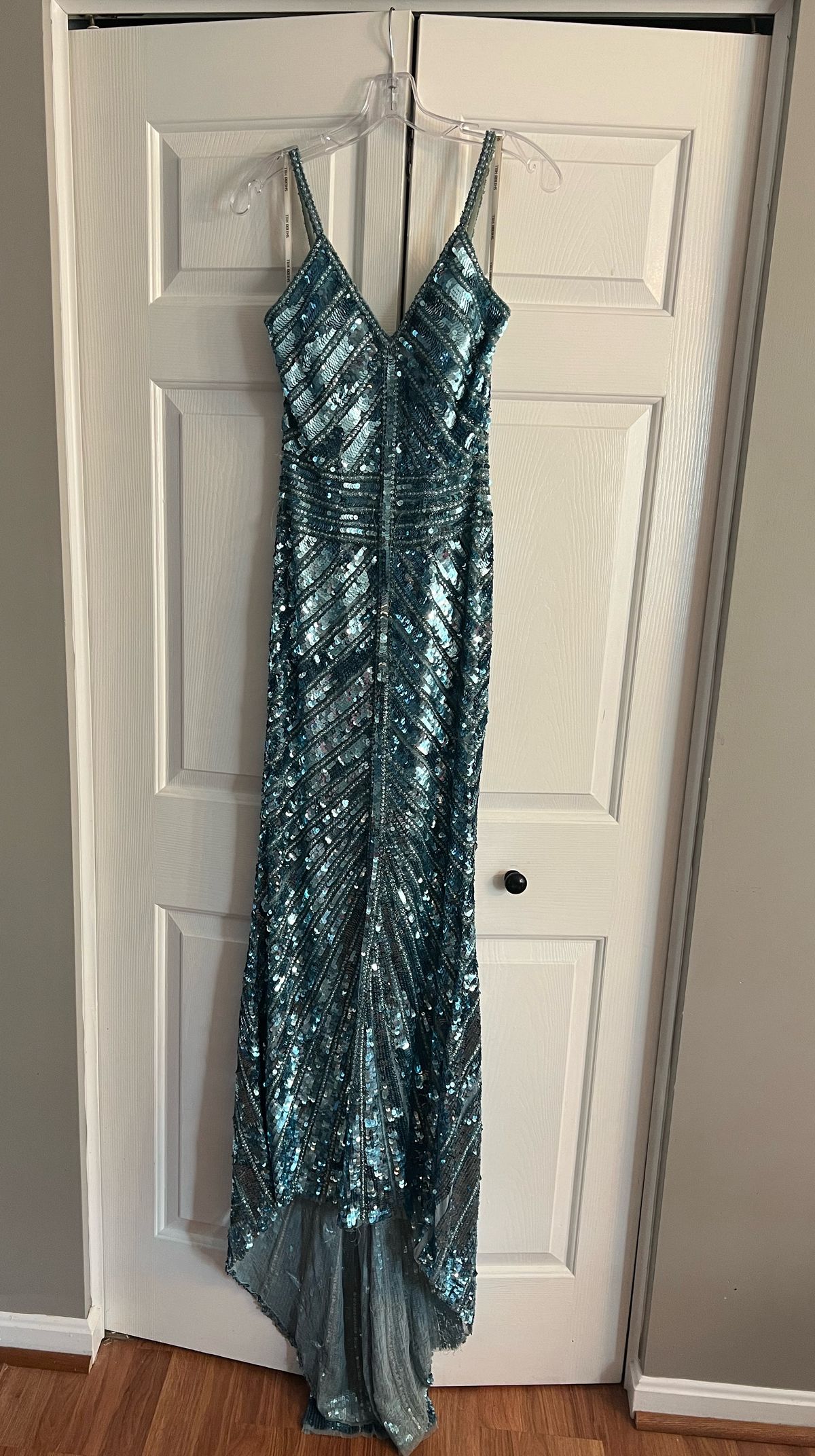 Sherri Hill Size 6 Prom Sequined Blue Floor Length Maxi on Queenly