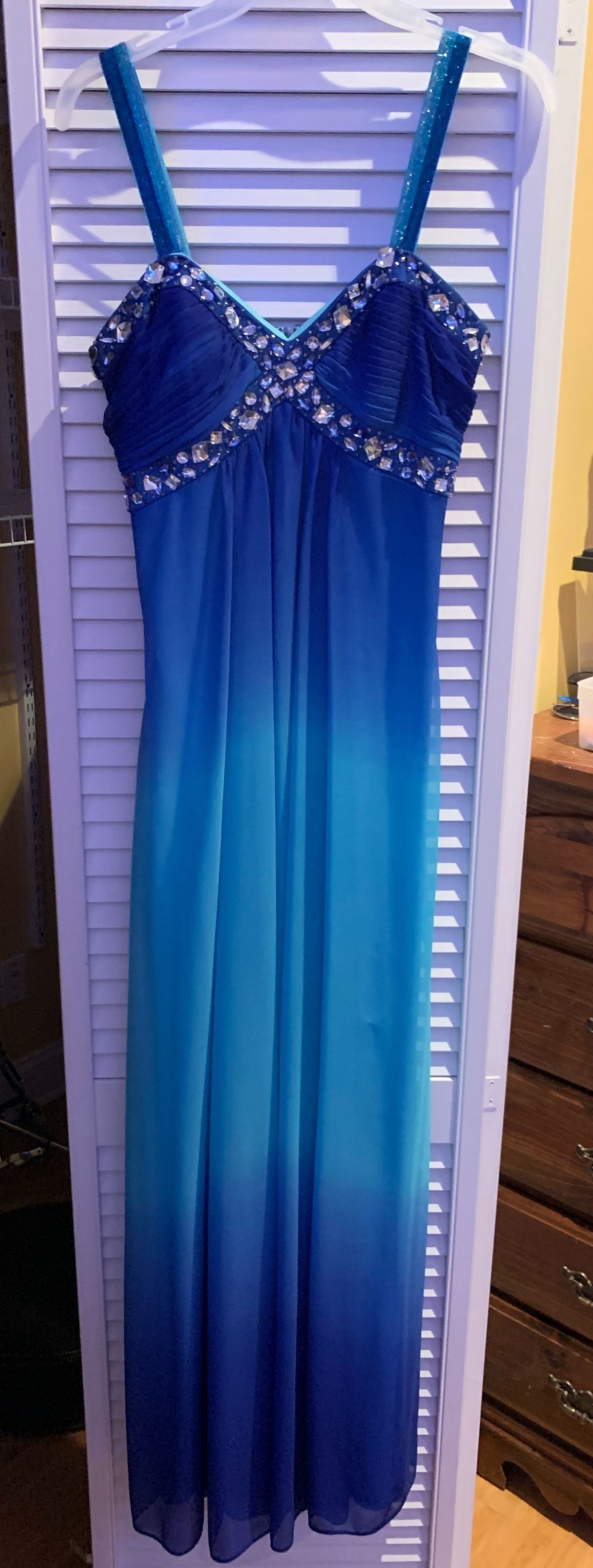 Deb Size 10 Prom Blue Floor Length Maxi on Queenly