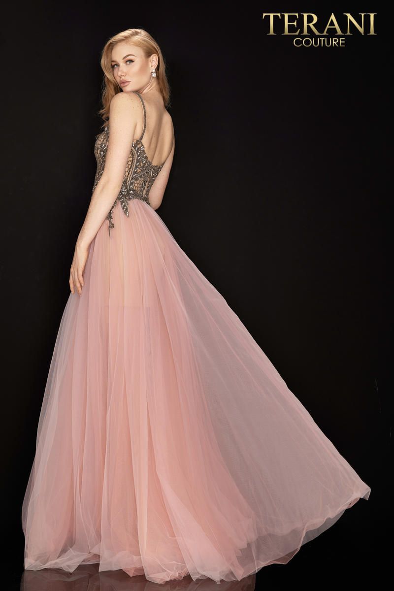 Style 2011P1070 Terani Couture Size 12 Prom Pink Ball Gown on Queenly
